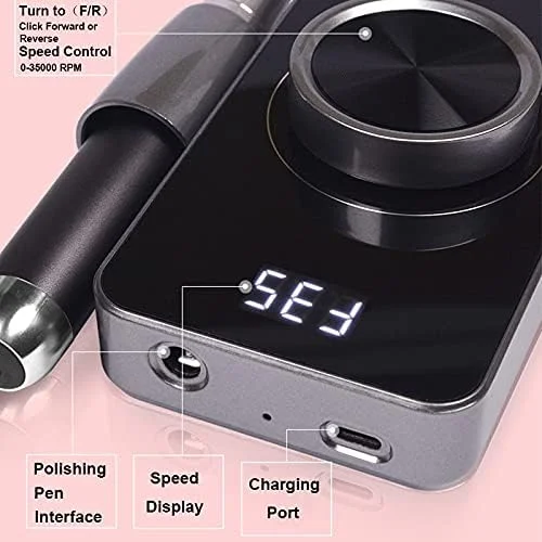 دستگاه سوهان ناخن حرفه ای 35000 دور در دقیقه برای مانیکور، سوهان ناخن شارژی، دستگاه مانیکور برقی، ابزار هنری ناخن قابل حمل، کیت سوهان برقی ناخن (رنگ :