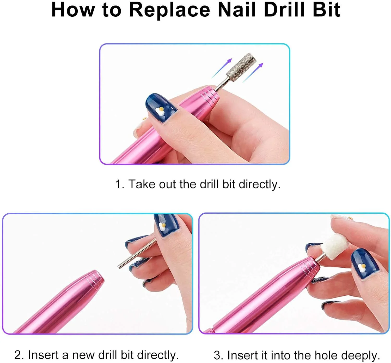 ست سوهان برقی ناخن، دستگاه مانیکور USB با سری های مختلف و نوارهای سمباده برای لایه برداری، ساییدن، پولیش، حذف ژل و ابزارهای اکریلیک