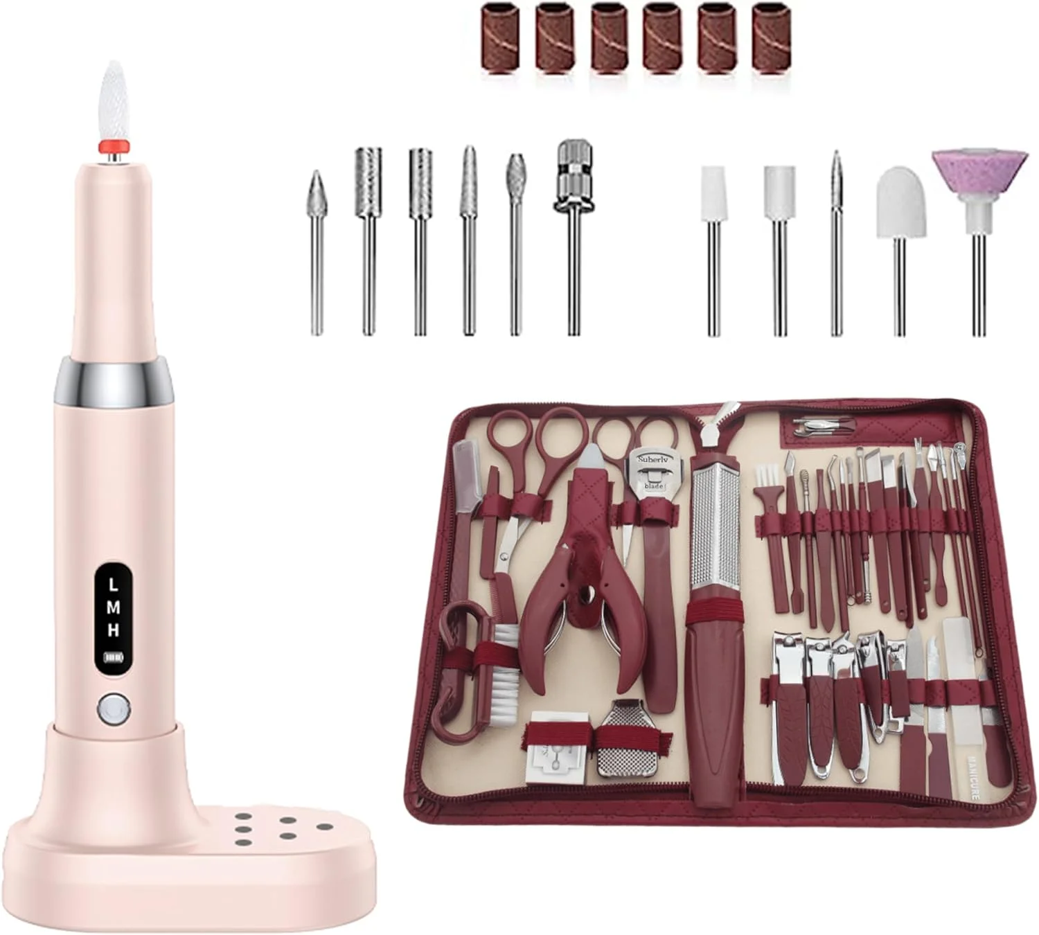ست مانیکور 42 تکه الیتزیا به همراه دستگاه سوهان برقی ناخن با قابلیت تنظیم 3 سرعت، مناسب برای ناخن های ژلی و اکریلیک، قابل استفاده در منزل و سالن به همراه پایه شارژ مدل ETK16A
