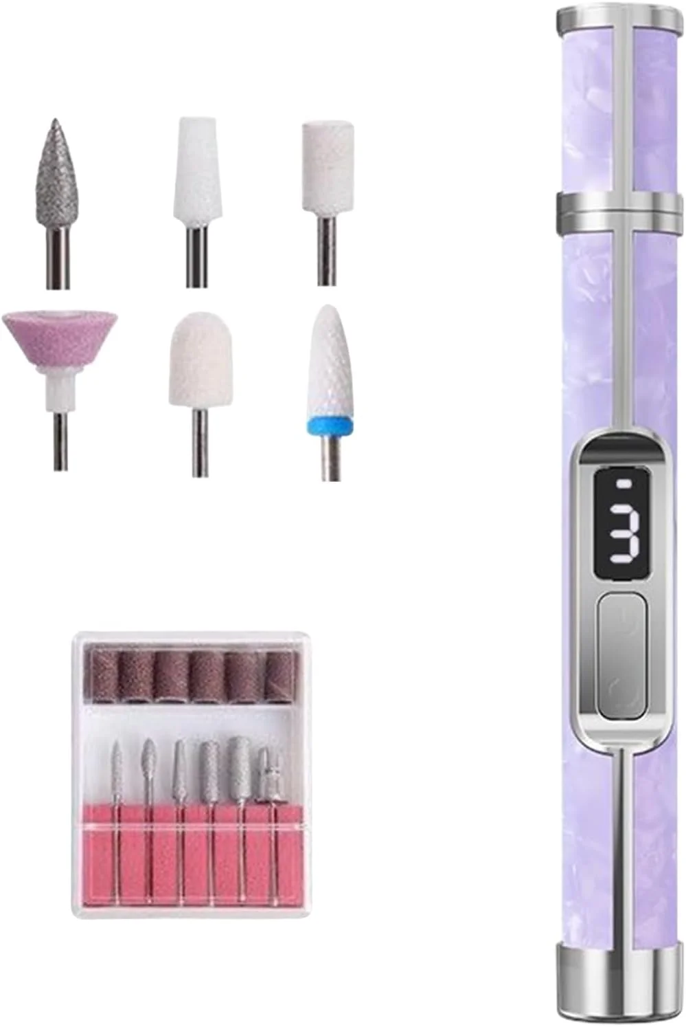 ست سوهان برقی ناخن - ست مانیکور با 3 سرعت - سنگ ناخن قابل حمل برای زنان، دختران، مردان، مسافرت، استفاده در منزل، از بین بردن پینه پا