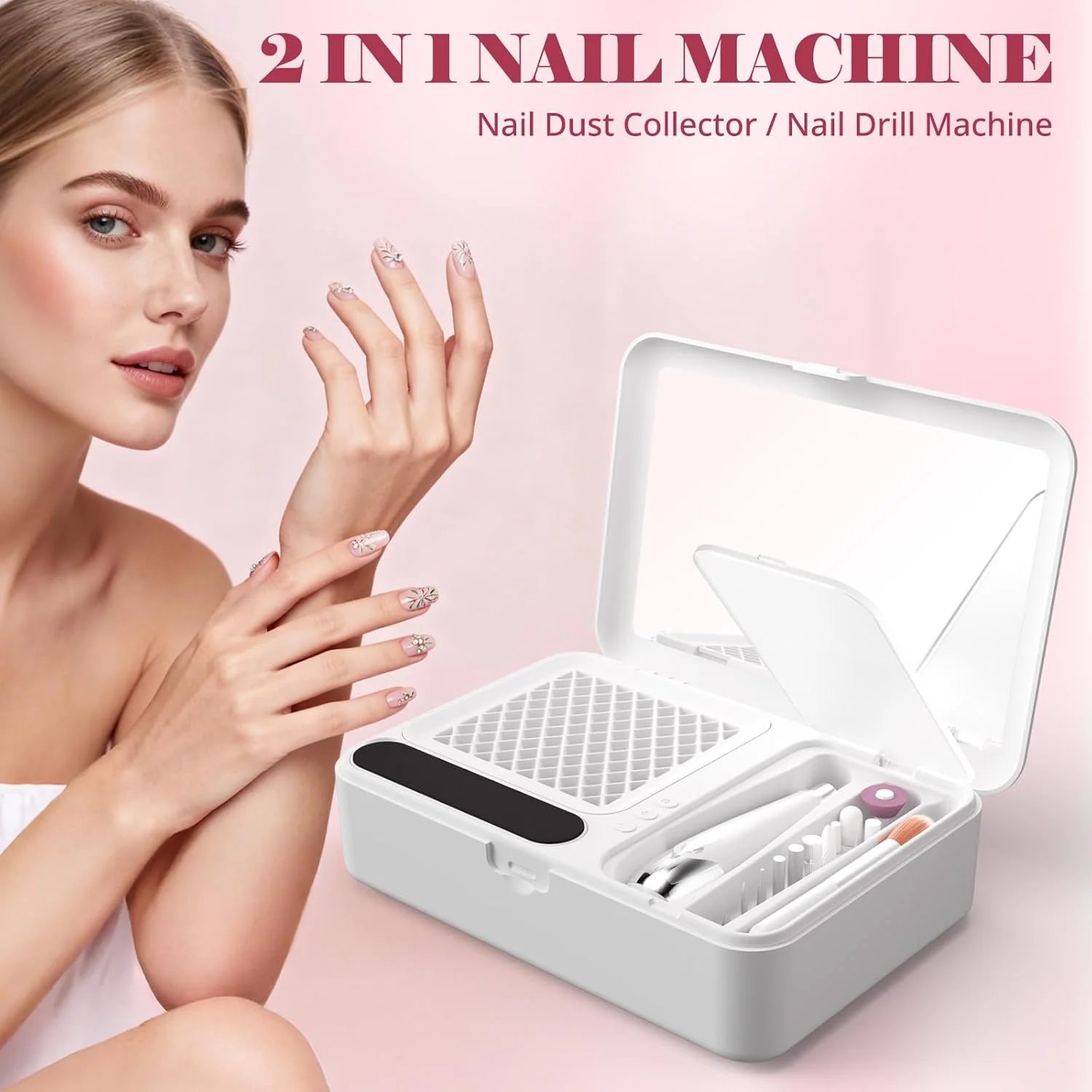 ست سوهان برقی ناخن و دستگاه جمع کننده گرد و غبار ناخن، مانیکور پدیکور حرفه ای قابل حمل، 13 سر سوهان، دستگاه مکش قدرتمند گرد و غبار HPro برای استفاده در منزل و سالن - سفید ست سوهان برقی ناخن و دستگاه جمع کننده گرد و غبار ناخن، مانیکور پدیکور حرفه ای قابل حمل، 13 سر سوهان، دستگاه مکش قدرتمند گرد و غبار HPro برای استفاده در منزل و سالن - سفید