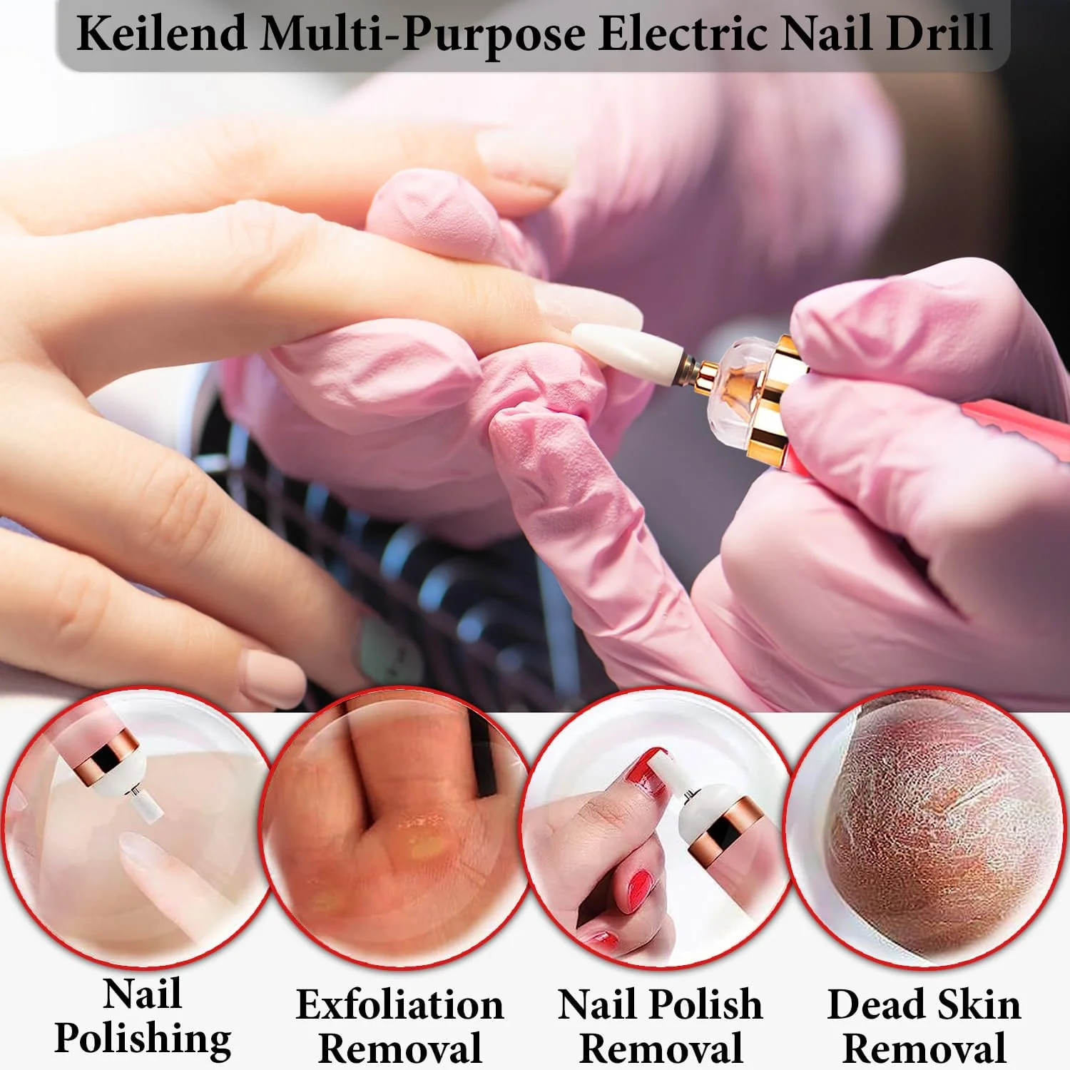 دستگاه سوهان ناخن حرفه ای - 5 در 1 قابل شارژ با لوازم جانبی مانیکور و پدیکور - کیت سوهان برقی ناخن برای سالن ناخن و استفاده خانگی (آقایان و بانوان)