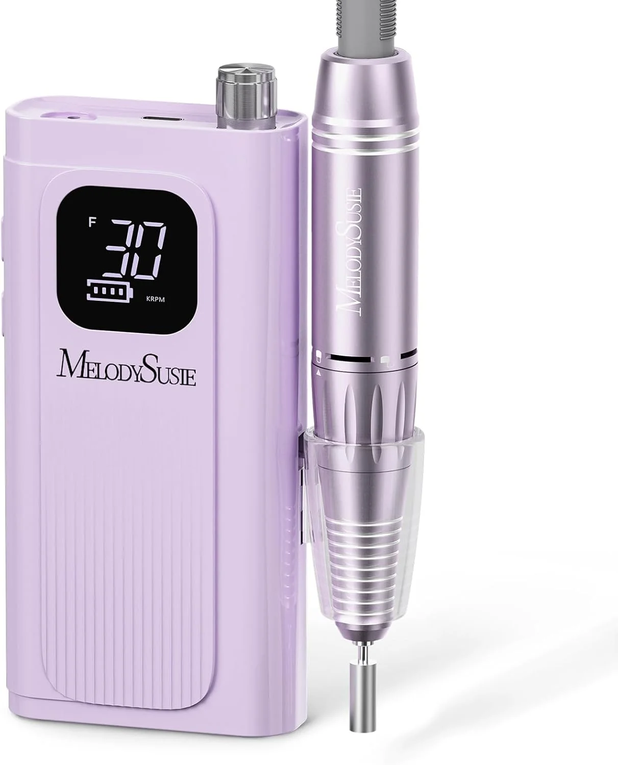 دستگاه سوهان برقی ناخن حرفه ای MelodySusie 30000 دور در دقیقه، سوهان ناخن قابل حمل و شارژی، سوهان برقی بی سیم SC300F برای پولیش ژل ناخن های اکریلیک، کیت سوهان برقی ناخن برای مانیکور پدیکور سالن و منزل