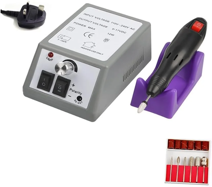 دستگاه سوهان ناخن فنری X، کیت دریل برقی ناخن با متعلقات متعدد، طراحی لرزش کم صدا برای استفاده در منزل و سالن، تجهیزات کامل مانیکور پدیکور