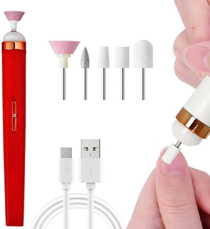 دستگاه سوهان برقی ناخن حرفه ای، ابزار سوهان ناخن قابل حمل مینی مانیکور پدیکور، کیت پولیشینگ USB 5 در 1، برای ناخن های پودری ژل آکریلیک، برای پولیشینگ پینه، برای خانه و سالن