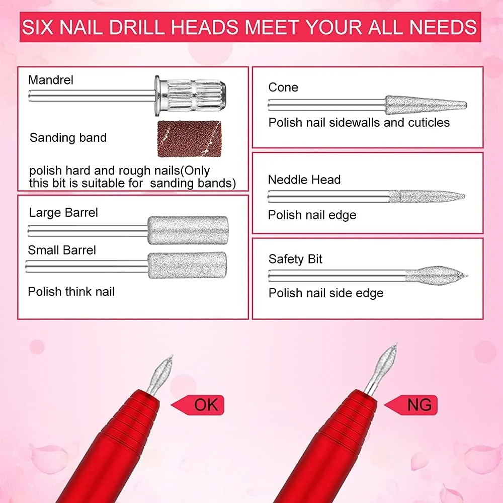 ست سوهان برقی ناخن OVX با سرعت 20000 دور در دقیقه، دستگاه مانیکور و پدیکور حرفه ای قابل حمل به همراه نوارهای سمباده، سر سوهان و برس برای ناخن های ژلیش و اکریلیک - قرمز ست سوهان برقی ناخن OVX با سرعت 20000 دور در دقیقه، دستگاه مانیکور و پدیکور حرفه ای قابل حمل به همراه نوارهای سمباده، سر سوهان و برس برای ناخن های ژلیش و اکریلیک - قرمز