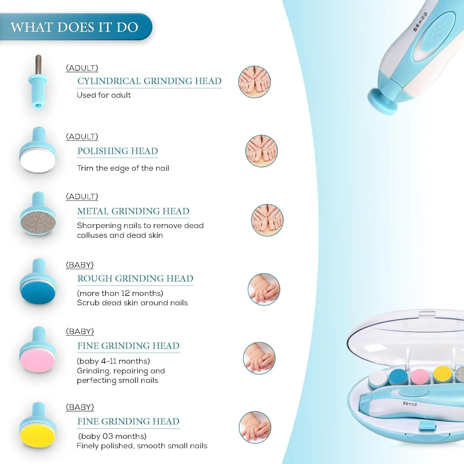 سوهان ناخن برقی کودک، سوهان ناخن ایمن کودک، ناخن گیر کودک با چراغ و 6 پد سمباده برای نوزاد، کودک نوپا یا بزرگسالان - چند رنگ 1 سوهان ناخن برقی کودک، سوهان ناخن ایمن کودک، ناخن گیر کودک با چراغ و 6 پد سمباده برای نوزاد، کودک نوپا یا بزرگسالان - چند رنگ 1