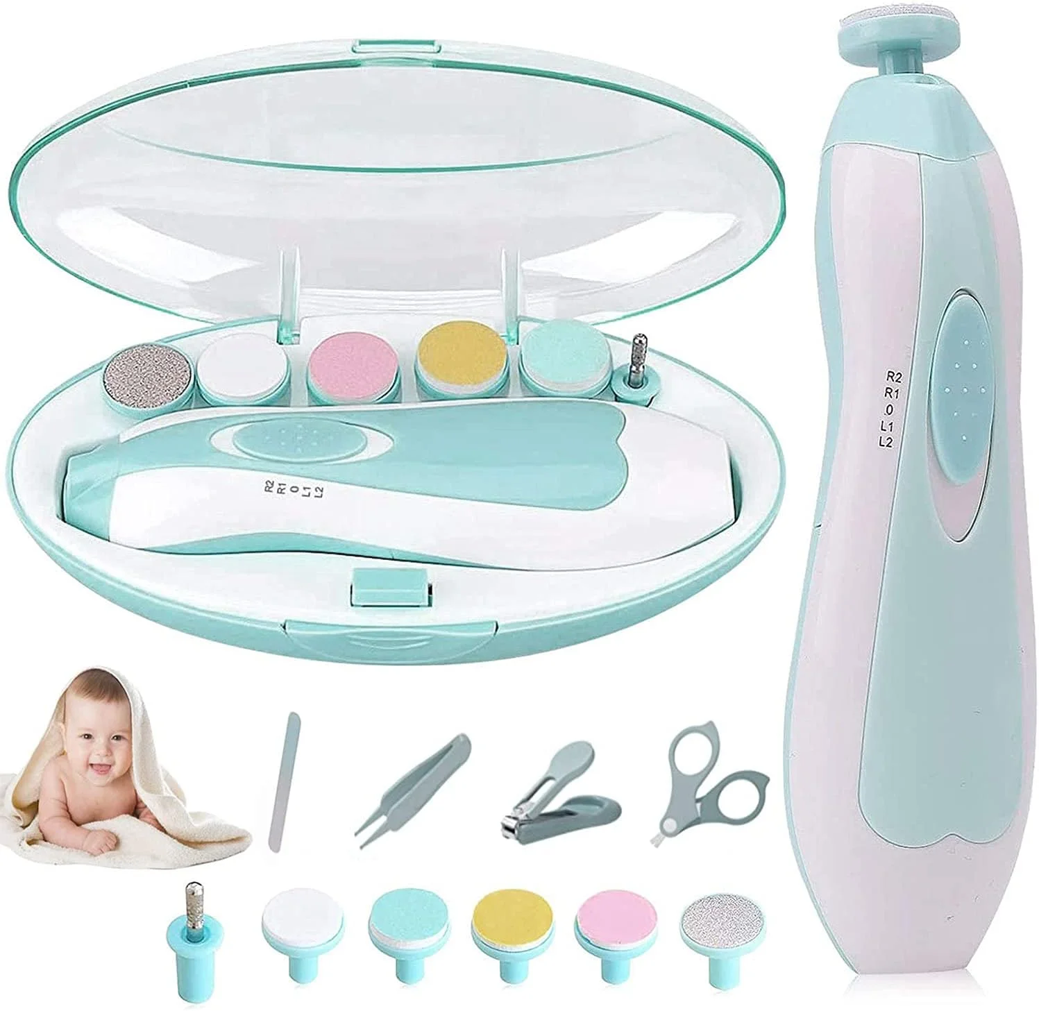 سوهان ناخن نوزاد DMG TECH DMG-Baby، ست مانیکور و پدیکور برقی نوزاد، مناسب برای نوزادان، مراقبت از ناخن، پولیش و تزیین