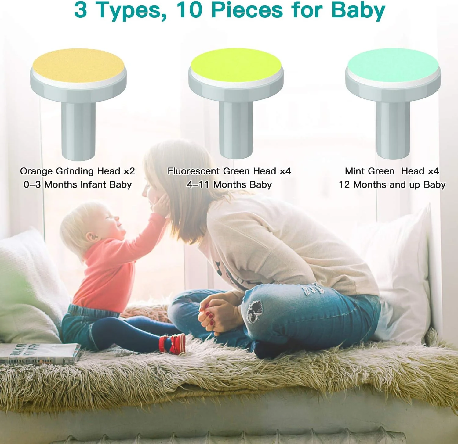 سوهان ناخن برقی کودک Megainvo، ست مانیکور با نور LED، طراحی فوق العاده آرام و ایمن برای نوزادان، کودکان نوپا، مراقبت از انگشتان دست و پا، 10 سری سنگ زنی، با باتری AA کار می کند (شامل نمی شود)