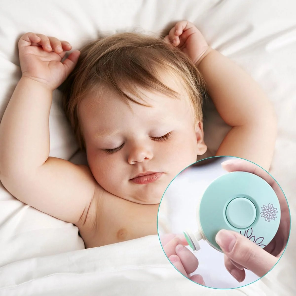 سوهان ناخن کودک، سوهان ناخن برقی برای نوزاد، سوهان ناخن برقی برای کودکان، ناخن گیر برقی با 6 سری سمباده، برای کودکان و بزرگسالان، ابزار مانیکور (سبز)