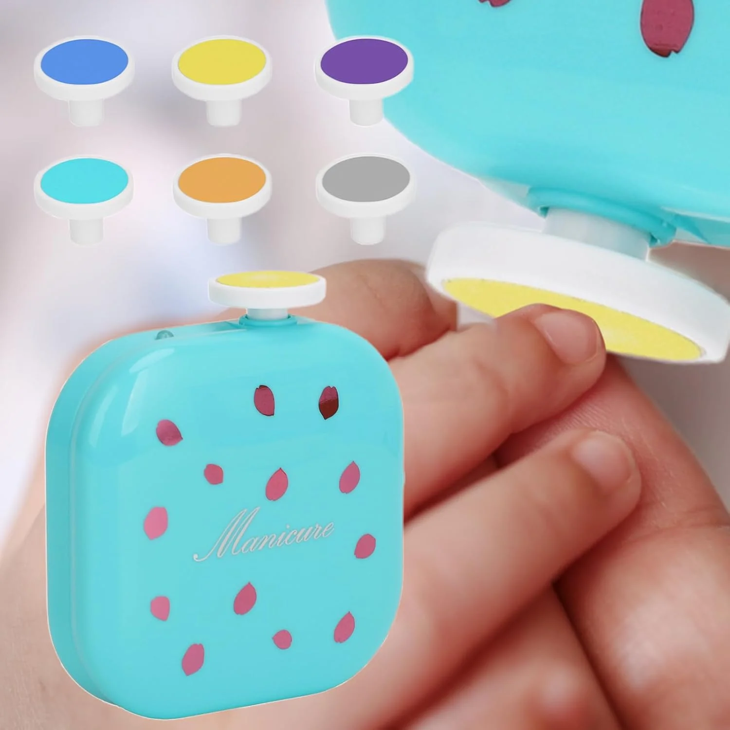 سوهان ناخن برقی کودک، ماشین اصلاح ناخن برقی قابل شارژ کودک | ابزار مانیکور بی صدا با نور LED مراقبت از ناخن برای سالن، خانه، مسافرت و رفت و آمد