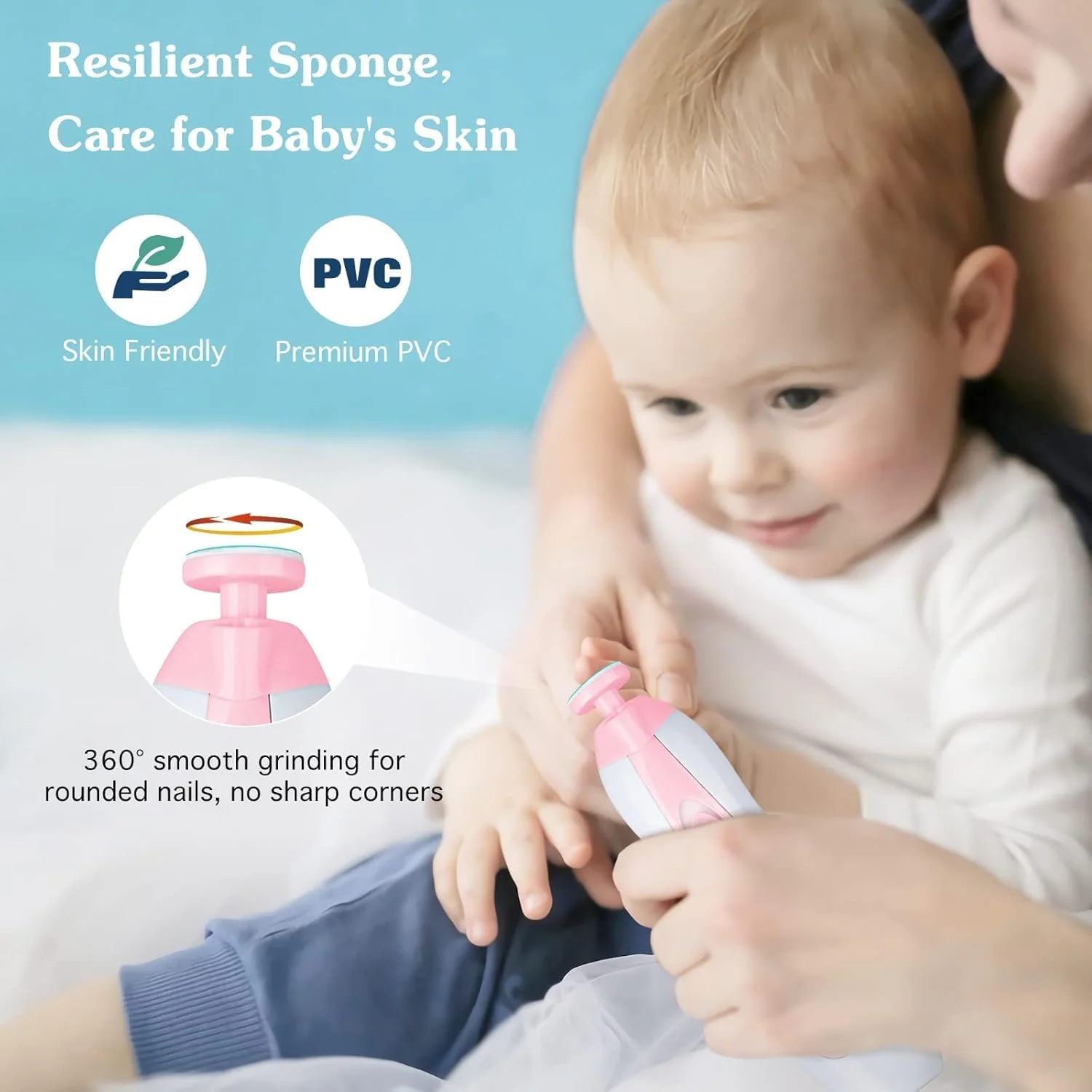 سوهان ناخن جدید نوزاد، ست مانیکور و پدیکور ایمن برقی، ابزار پیرایش و اصلاح ناخن، مناسب برای مراقبت از ناخن های دست و پای نوزاد و کودک نوپا، دارای چراغ LED، با باتری قلمی