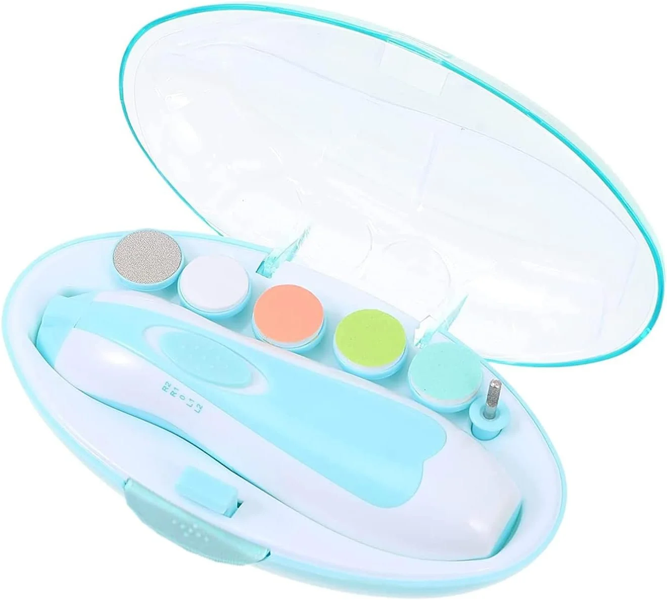 سوهان ناخن برقی کودک 6 در 1 با چراغ LED و سری های سمباده برای نوزادان، کودکان نوپا و بزرگسالان (آبی)