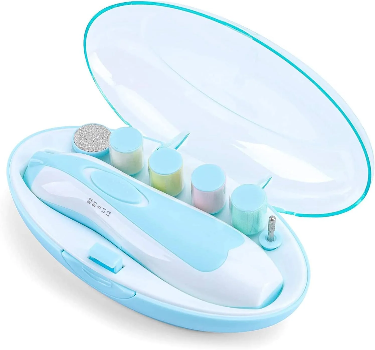 سوهان ناخن برقی کودک SmartGrist مدل 6 در 1، سوهان ناخن برقی ایمن کودک با چراغ LED برای مراقبت از ناخن نوزاد، کودک نوپا و بچه ها - با باتری (AA)