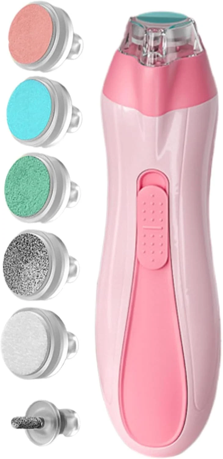 سوهان ناخن برقی کودک - ست مانیکور و بافر ناخن برقی با چراغ LED، تغذیه شده با باتری، مناسب برای پیرایش ناخن کودکان در منزل و سفر