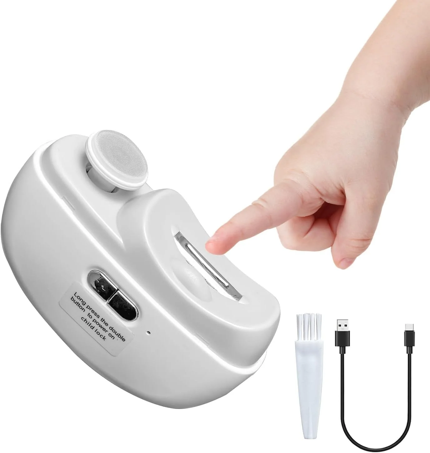 ناخن گیر برقی کودک، ناخن گیر خودکار برقی 2 در 1 با نور LED و 2 سرعت، مانیکور و اصلاح ناخن با محفظه نگهداری خرده ناخن برای نوزاد و بزرگسال