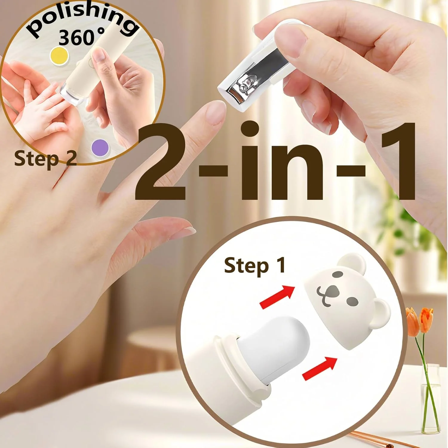 سوهان ناخن برقی کودک، ست مانیکور با شارژ USB شامل 6 سری سمباده و چراغ LED، ایمن برای نوزادان، کودکان و بزرگسالان (زرد)