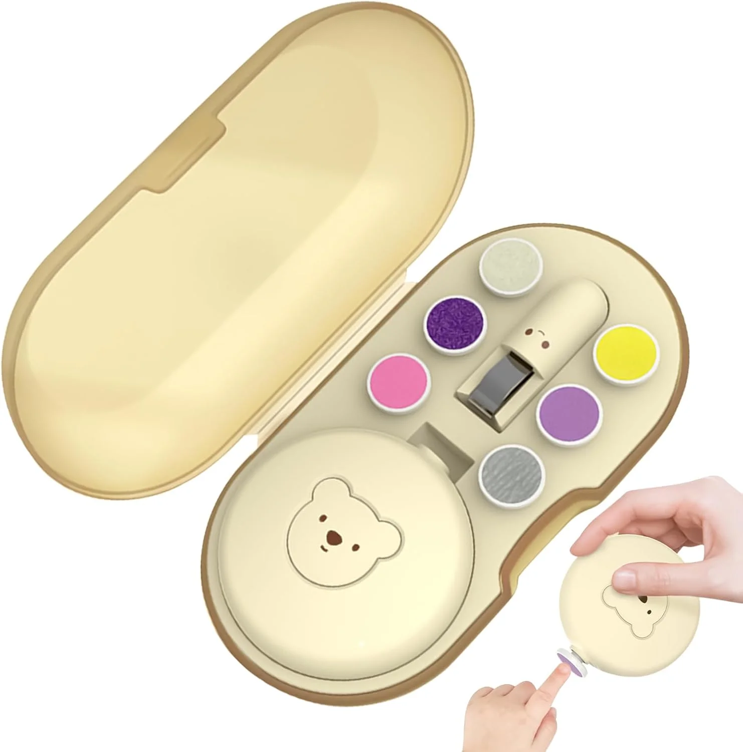 سوهان ناخن کودک | سوهان برقی ناخن کودک، ست مانیکور و پیرایش با جعبه نگهداری برای سوهان زدن ناخن های دست و پای کودکان، نوپایان و بزرگسالان