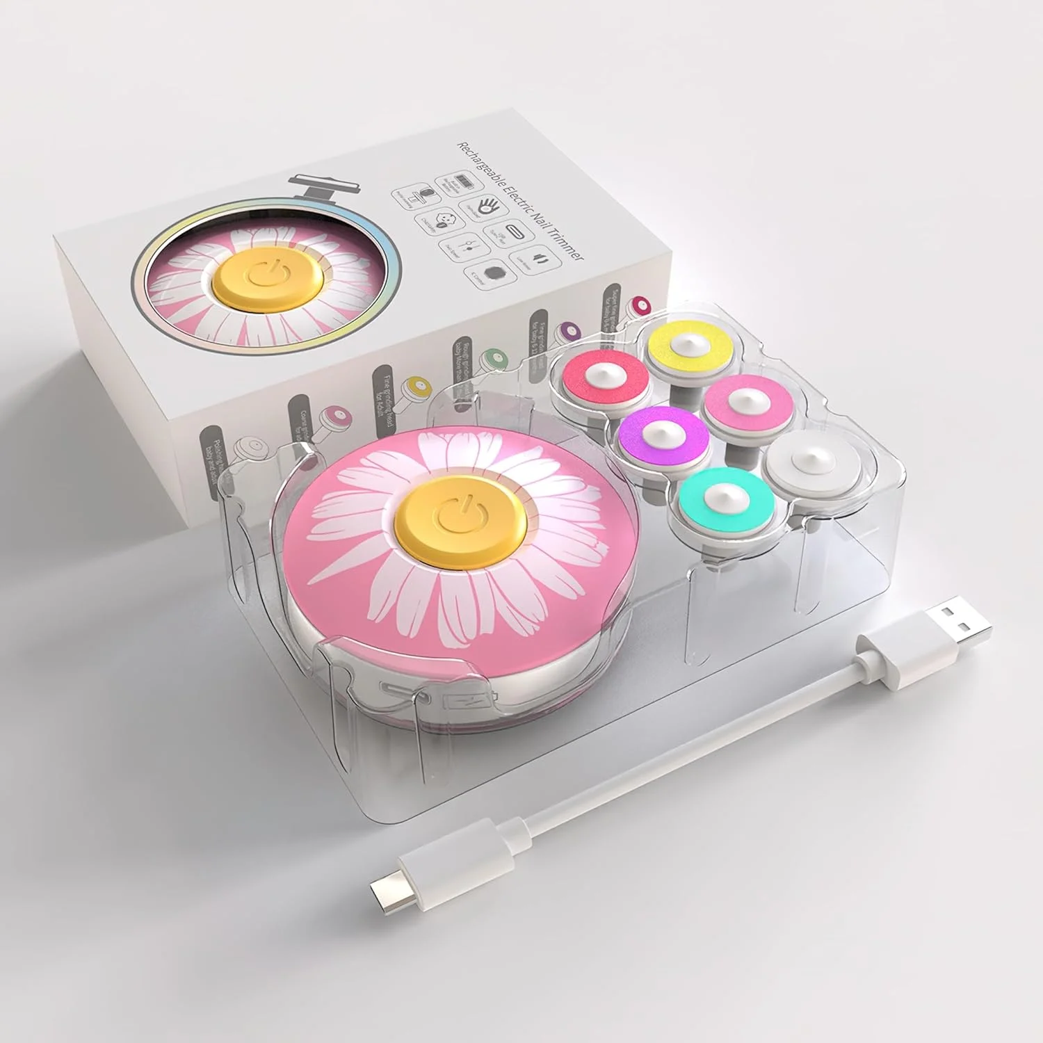 سوهان ناخن برقی نوزاد مدل 2025، ناخن گیر نوزاد با 6 سری سمباده برای انگشتان دست و پای نوزاد، شارژ USB (قرمز)