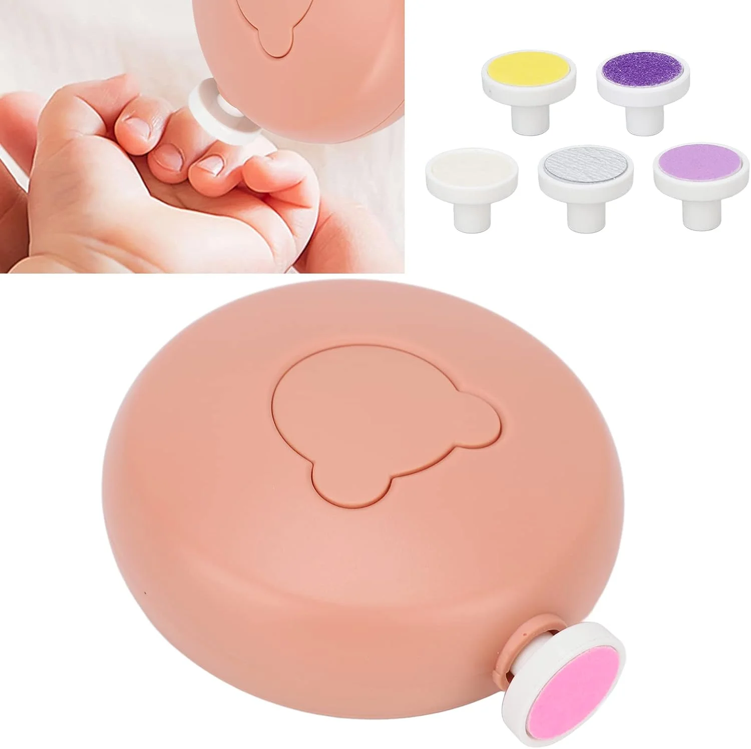 ست مانیکور کودک، دارای 6 سری سمباده، سوهان ناخن کودک با طراحی ارگونومیک بی خطر و کم صدا مناسب ناخن دست و پا نوزاد (نارنجی)