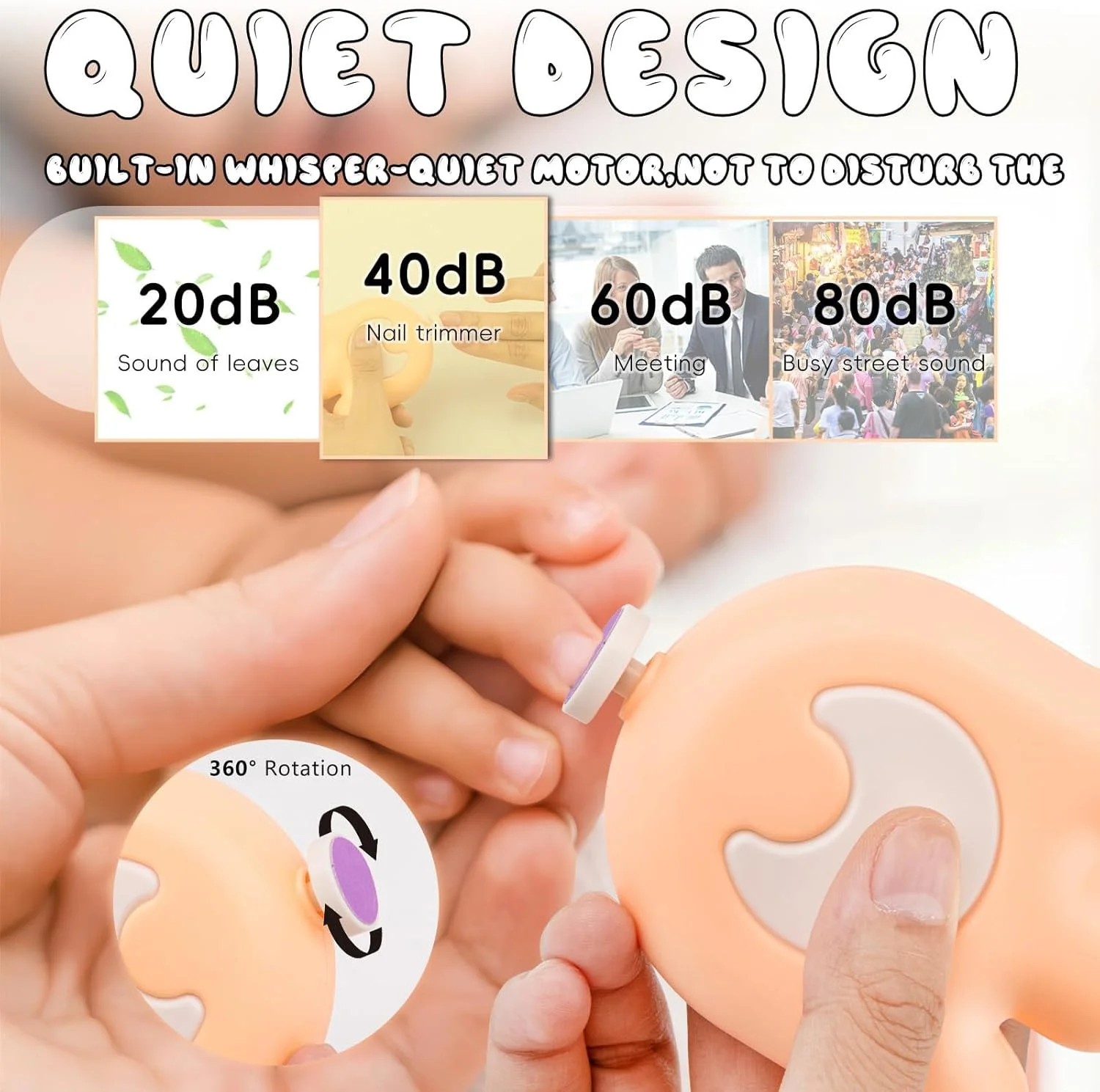 ناخن گیر برقی کودک ریان، ناخن گیر ایمن کودک، سوهان ناخن کوچک قابل حمل کودک، کیت پیرایش برای نوزاد، نوپا، انگشتان پا و ناخن های دست با 5 سر سنگ زنی، کیت ناخن کودک