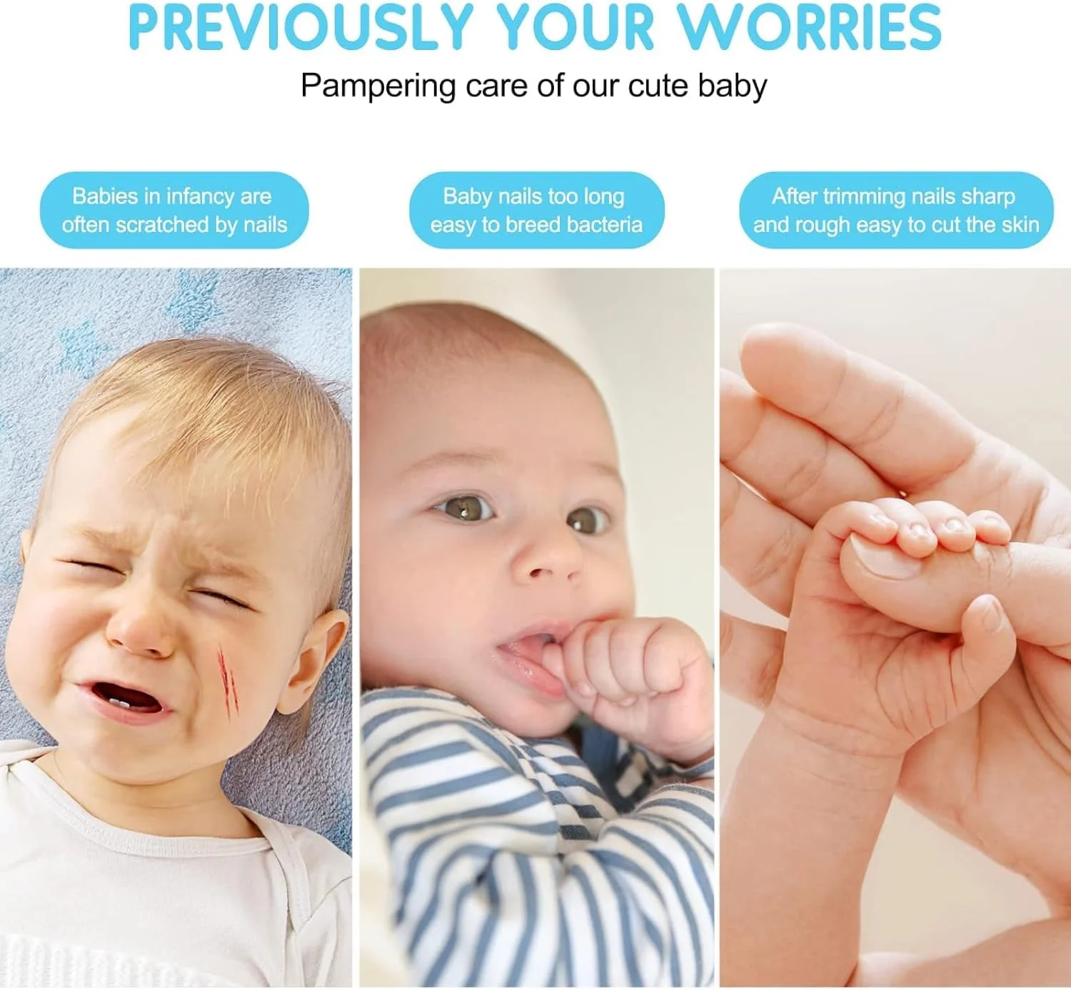 سوهان ناخن برقی کودک - ست 12 در 1 شامل سوهان ناخن ایمن کودک به همراه ناخن گیر، قیچی، موچین و سوهان ناخن