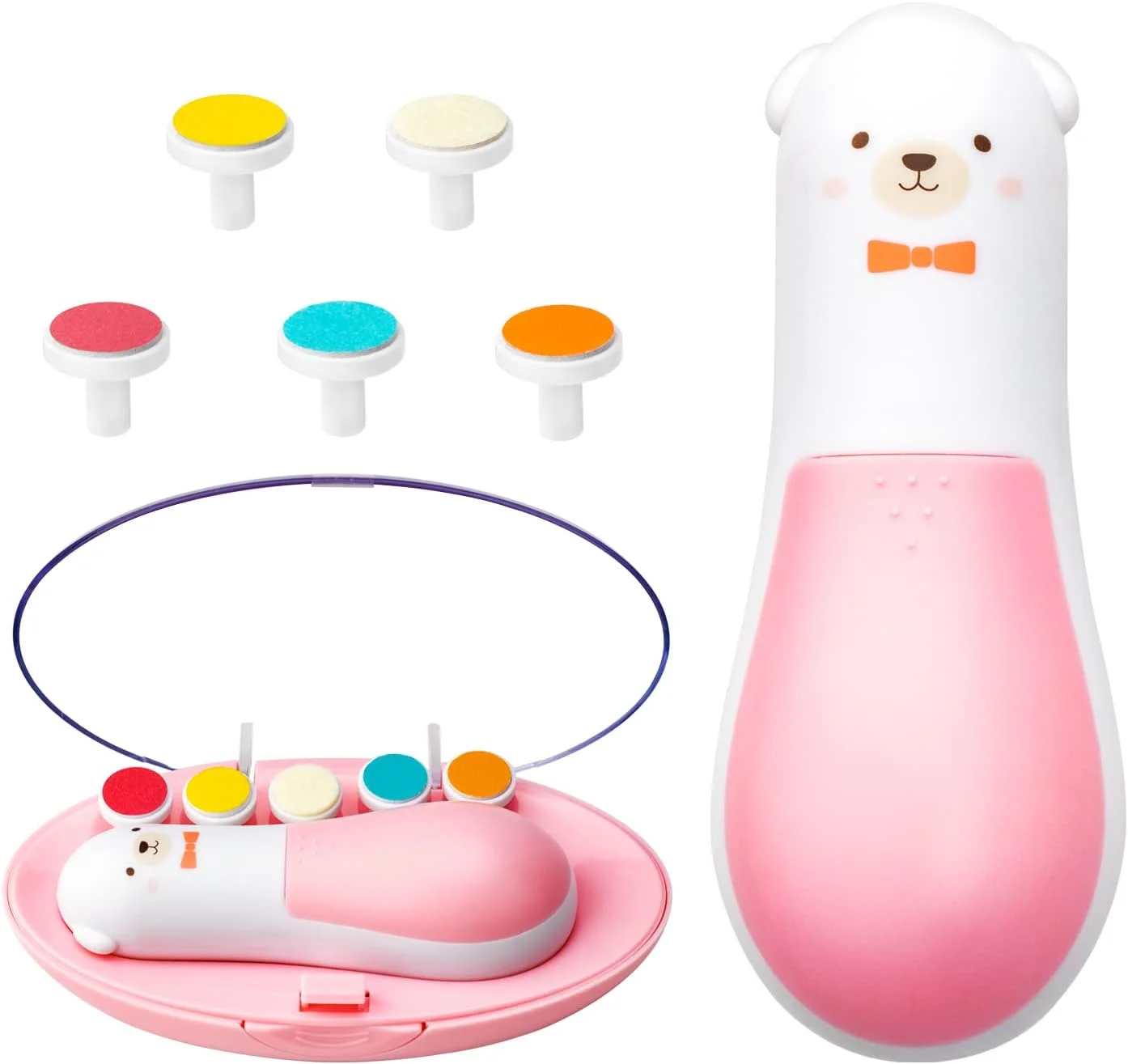 سوهان ناخن برقی کودک، ست مانیکور و پدیکور نوزاد 6 در 1 مناسب کودکان نوپا و بزرگسالان (صورتی - جدید)