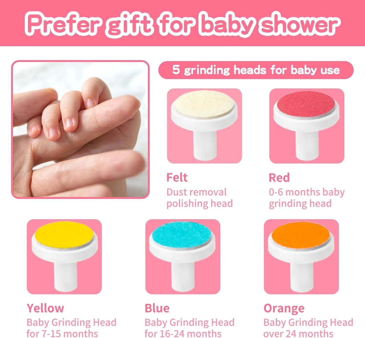 سوهان ناخن برقی کودک، ست مانیکور و پدیکور نوزاد 6 در 1 مناسب کودکان نوپا و بزرگسالان (صورتی - جدید)