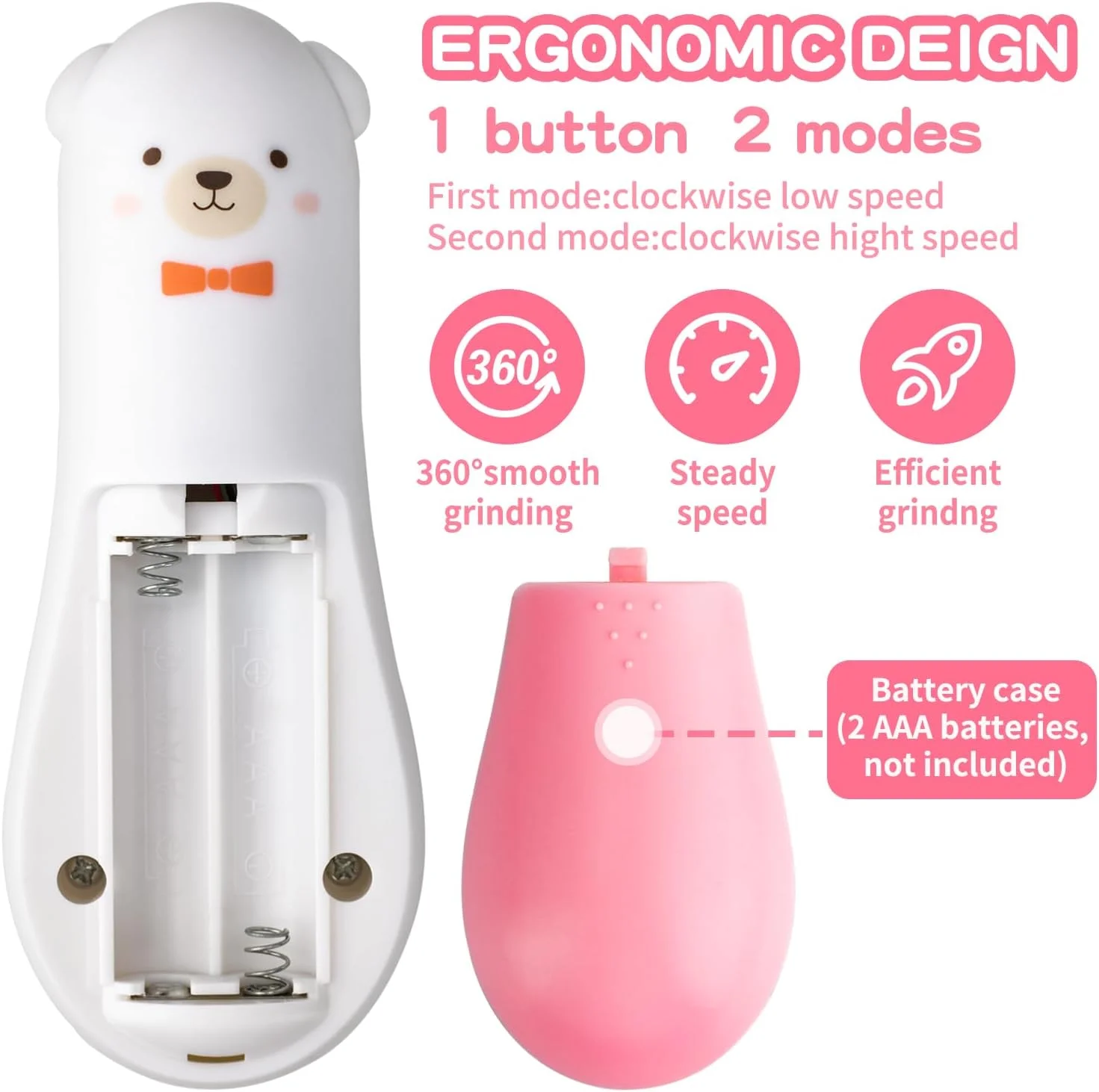 سوهان ناخن برقی کودک، ست مانیکور و پدیکور نوزاد 6 در 1 مناسب کودکان نوپا و بزرگسالان (صورتی - جدید)