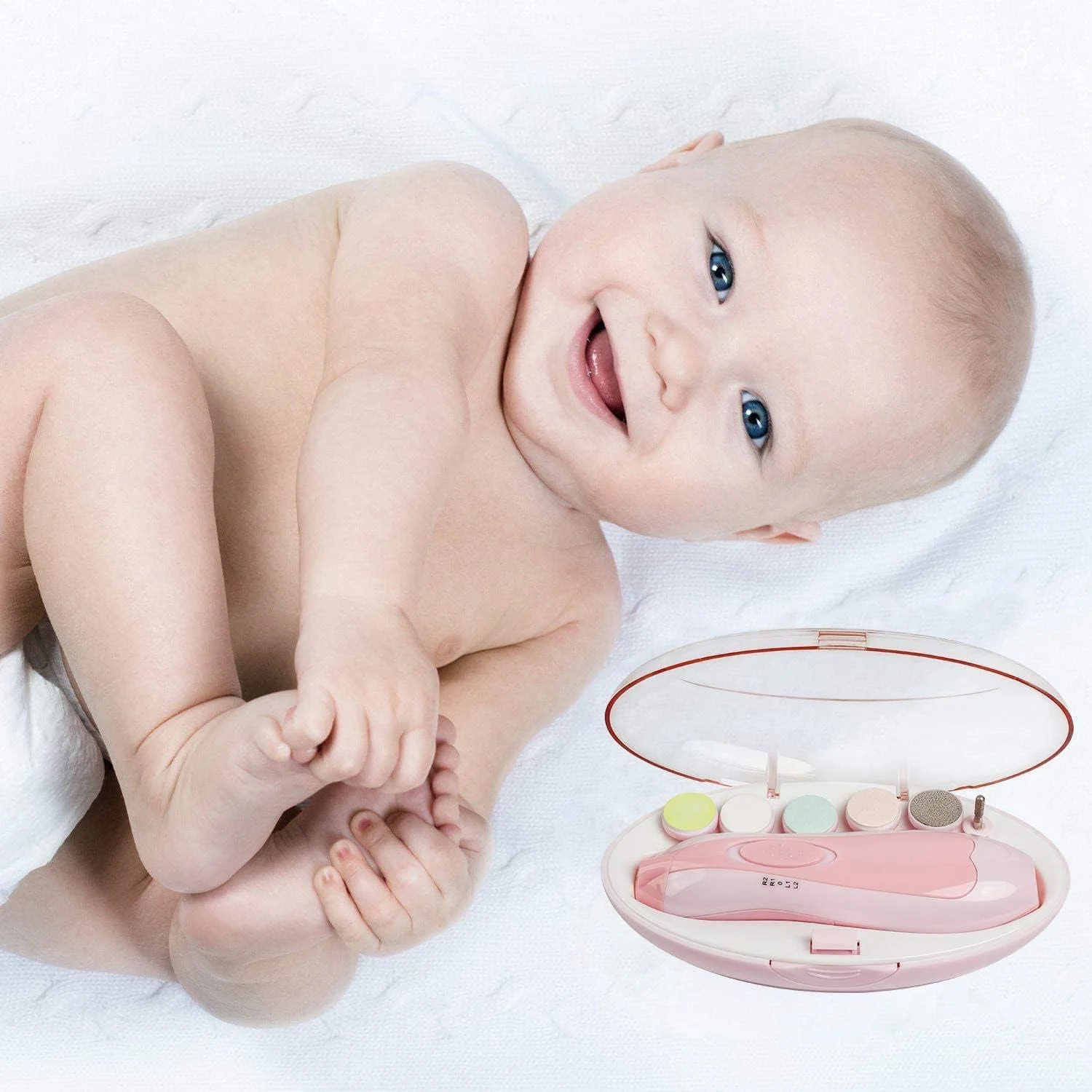 سوهان ناخن برقی کودک، بدون آسیب رساندن به ناخن های تیز، سیستم مانیکور و پدیکور حرفه ای مراقبت از ناخن برای هنر زیبای ناخن، ست 6 در 1 ایمن قیچی و اصلاح کننده برای انگشتان دست و پا (صورتی)