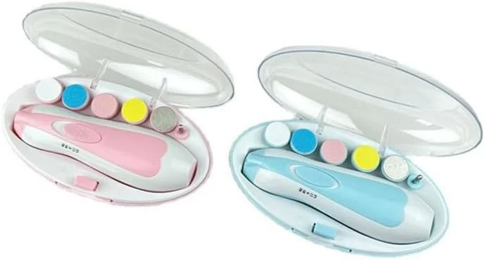 سوهان ناخن برقی نوزاد، ست مانیکور و پیرایش ناخن، پیرایشگر ناخن انگشتان دست و پا با چراغ LED برای نوزادان، کودکان و بزرگسالان (آبی)