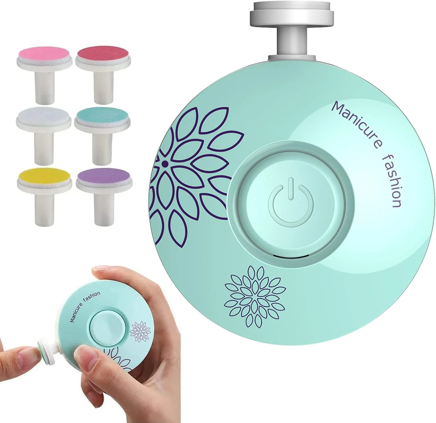 سوهان ناخن برقی کودک، ناخن گیر ایمن کودک، ست مانیکور و اصلاح ناخن کودک، با 6 سری سنگ زنی قابل تعویض، برای کودکان و بزرگسالان