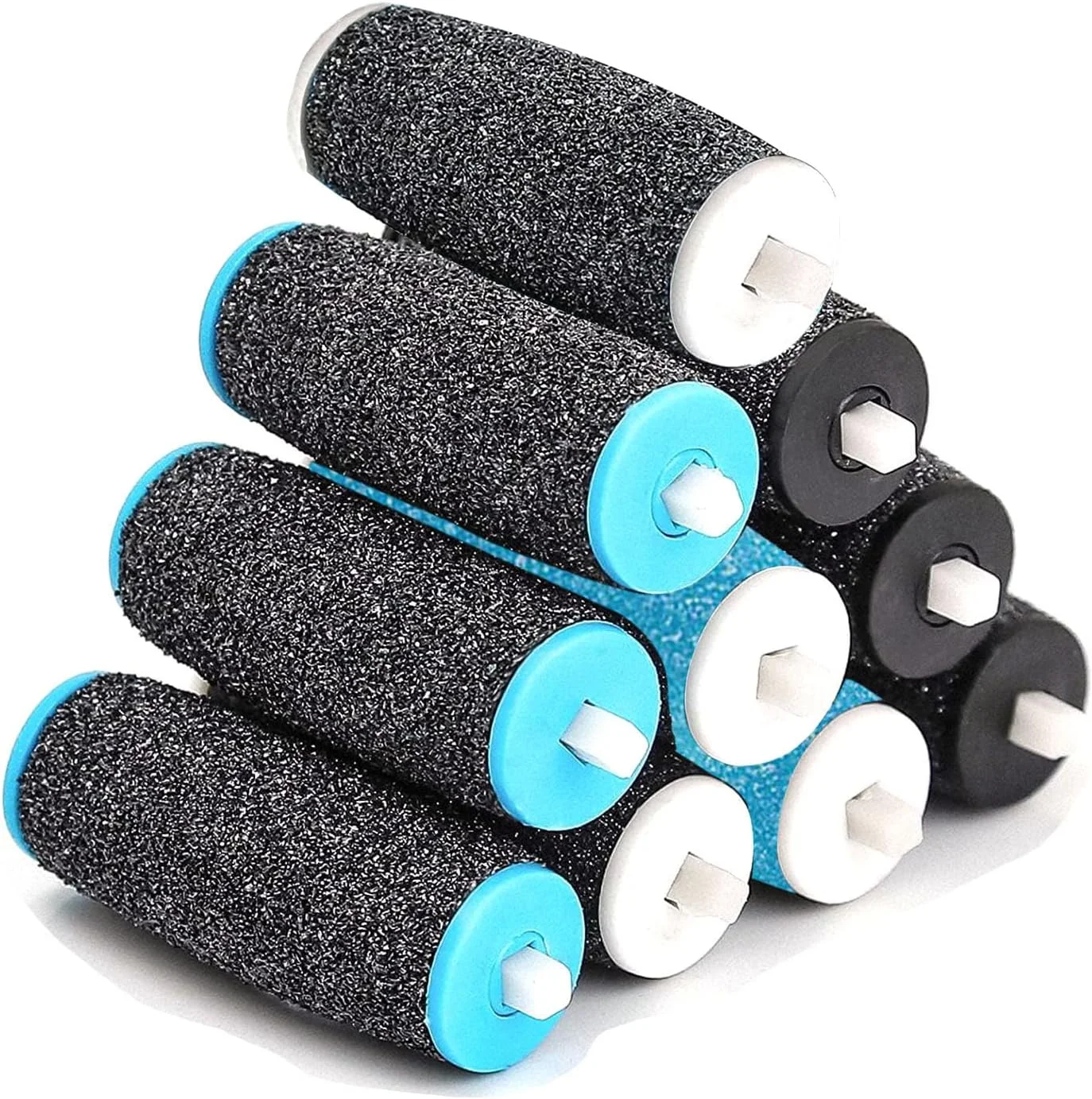 بسته 10 عددی غلتک یدکی MonoFresh، 3 نوع زبری، سنگ پا برقی، سازگار با دستگاه های پدیکور برقی و سوهان پا