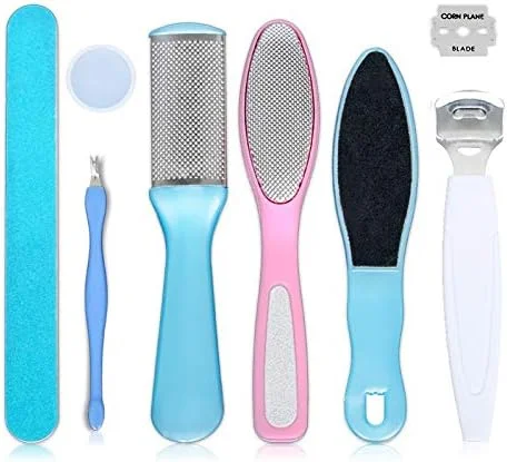 مجموعه 8 عددی سوهان پا استیل ضد زنگ، کیت از بین برنده پینه و پوست مرده، ابزار رنده پدیکور