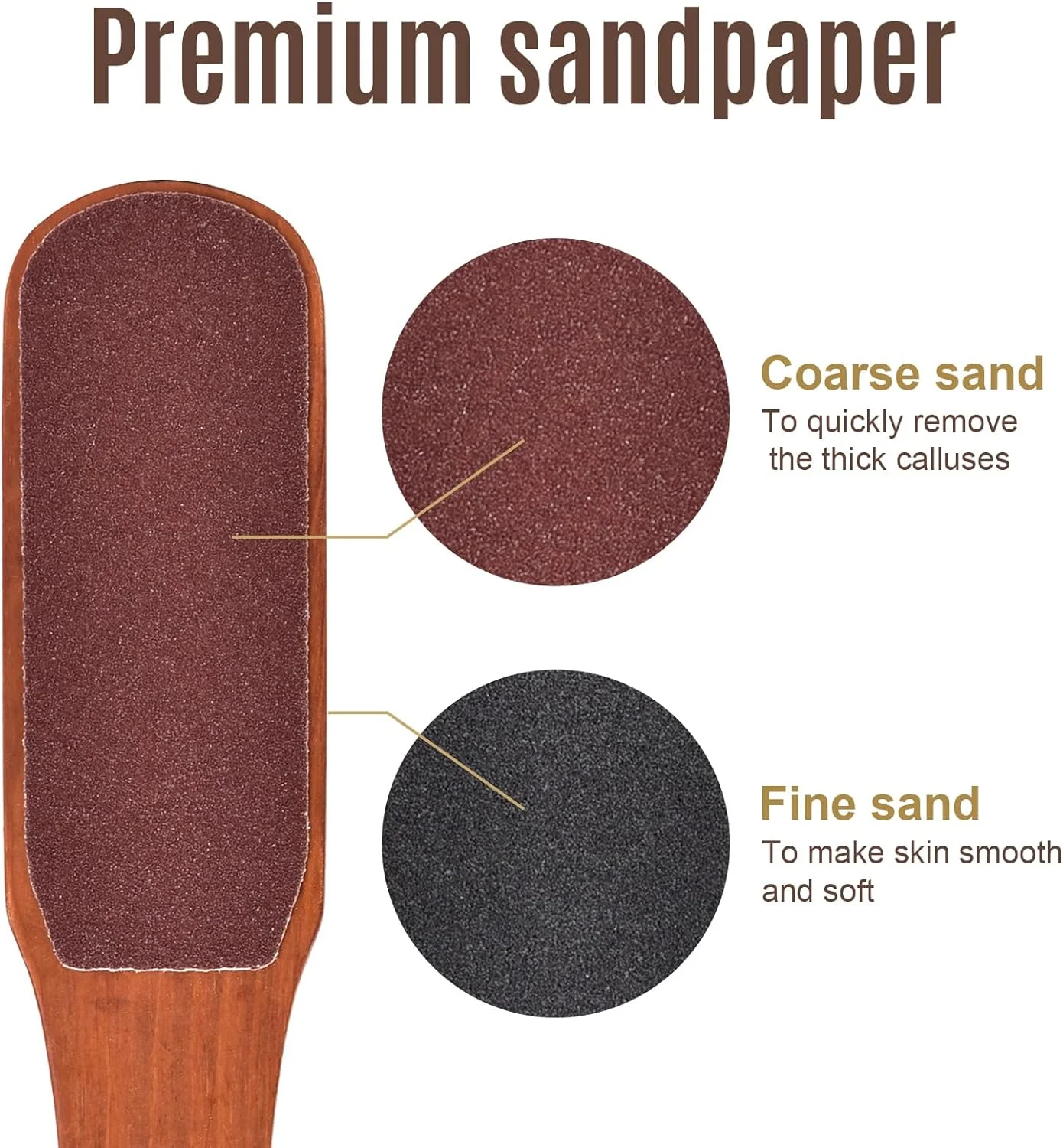 2 عدد سوهان پا دسته چوبی ابزار پدیکور، از بین برنده پینه پا، اسکرابر دو طرفه رنده پاشنه پا برای پوست مرده (1)