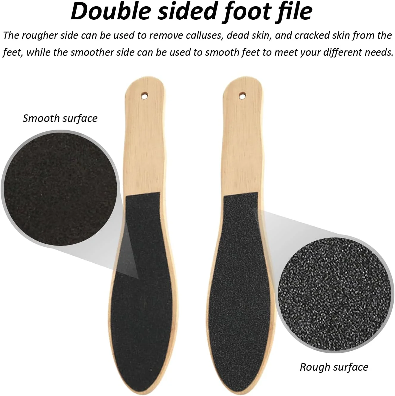 ۴ عدد سوهان پا دو طرفه، رنده پا، سوهان چوبی پا، از بین برنده پوست مرده، آسیاب پدیکور پا، ایده آل برای پوست های سفت و پاهای خشک