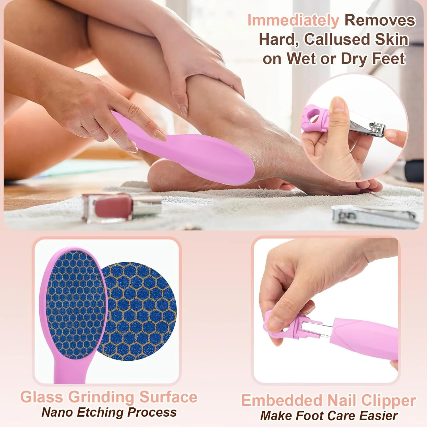 سوهان نانو شیشه ای از بین برنده پوست سخت پا، سوهان حرفه ای 2 در 1 پا به همراه ناخن گیر، رنده و تراش ملایم پا برای پاشنه ترک خورده و خشک سوهان نانو شیشه ای از بین برنده پوست سخت پا، سوهان حرفه ای 2 در 1 پا به همراه ناخن گیر، رنده و تراش ملایم پا برای پاشنه ترک خورده و خشک