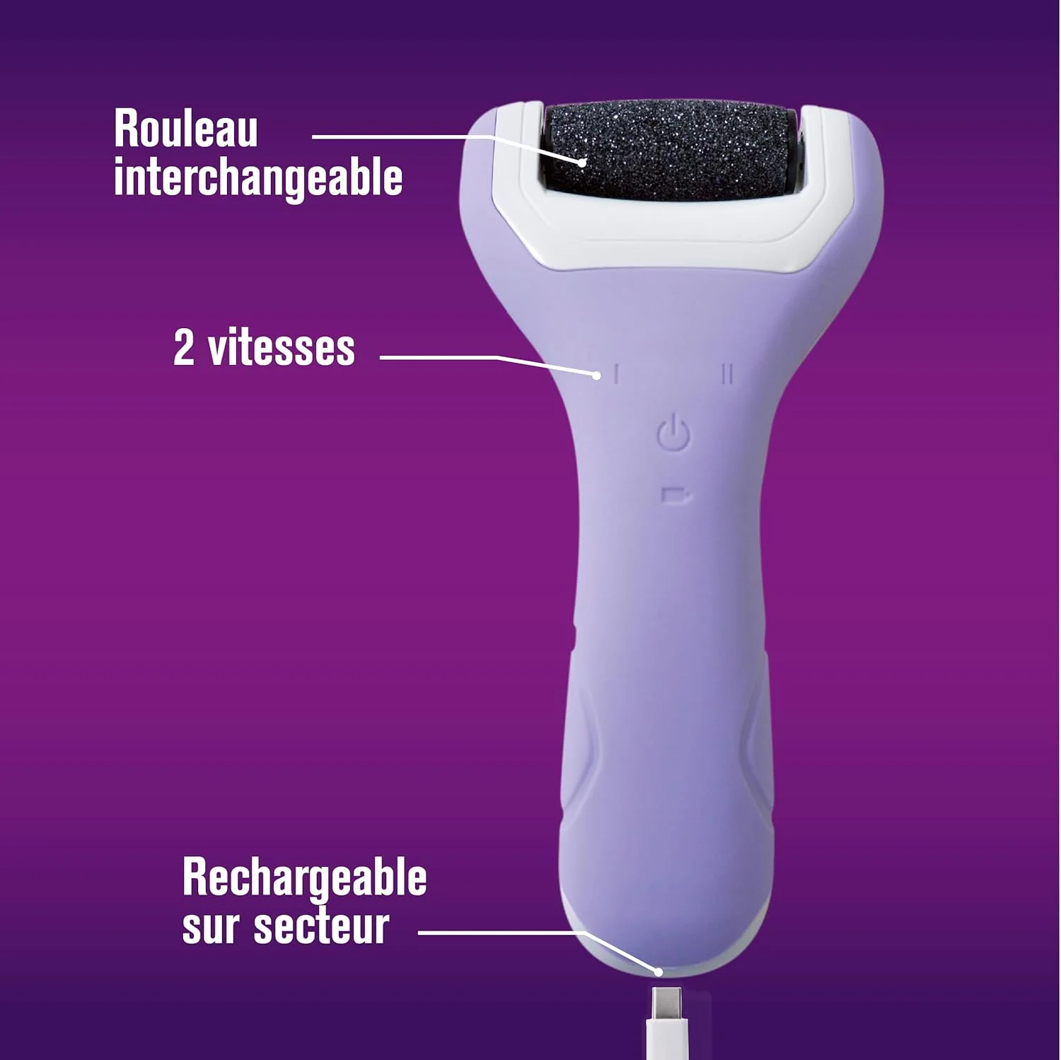 مرکوروکروم - رنده برقی پا - شامل 1 رنده برقی و 3 غلطک - شارژ با برق - برای داشتن پاهایی نرم تر و صاف تر