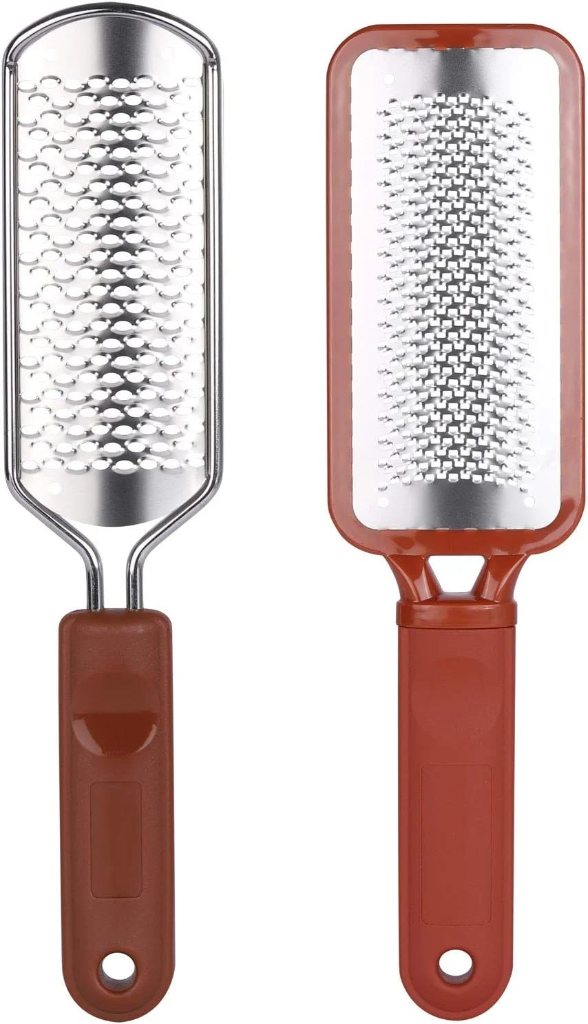 BTYMS 2 عدد سوهان پدیکور بزرگ، از بین برنده پینه پا، رنده استیل پا، سوهان پاشنه پا برای پاشنه های ترک خورده و خشک