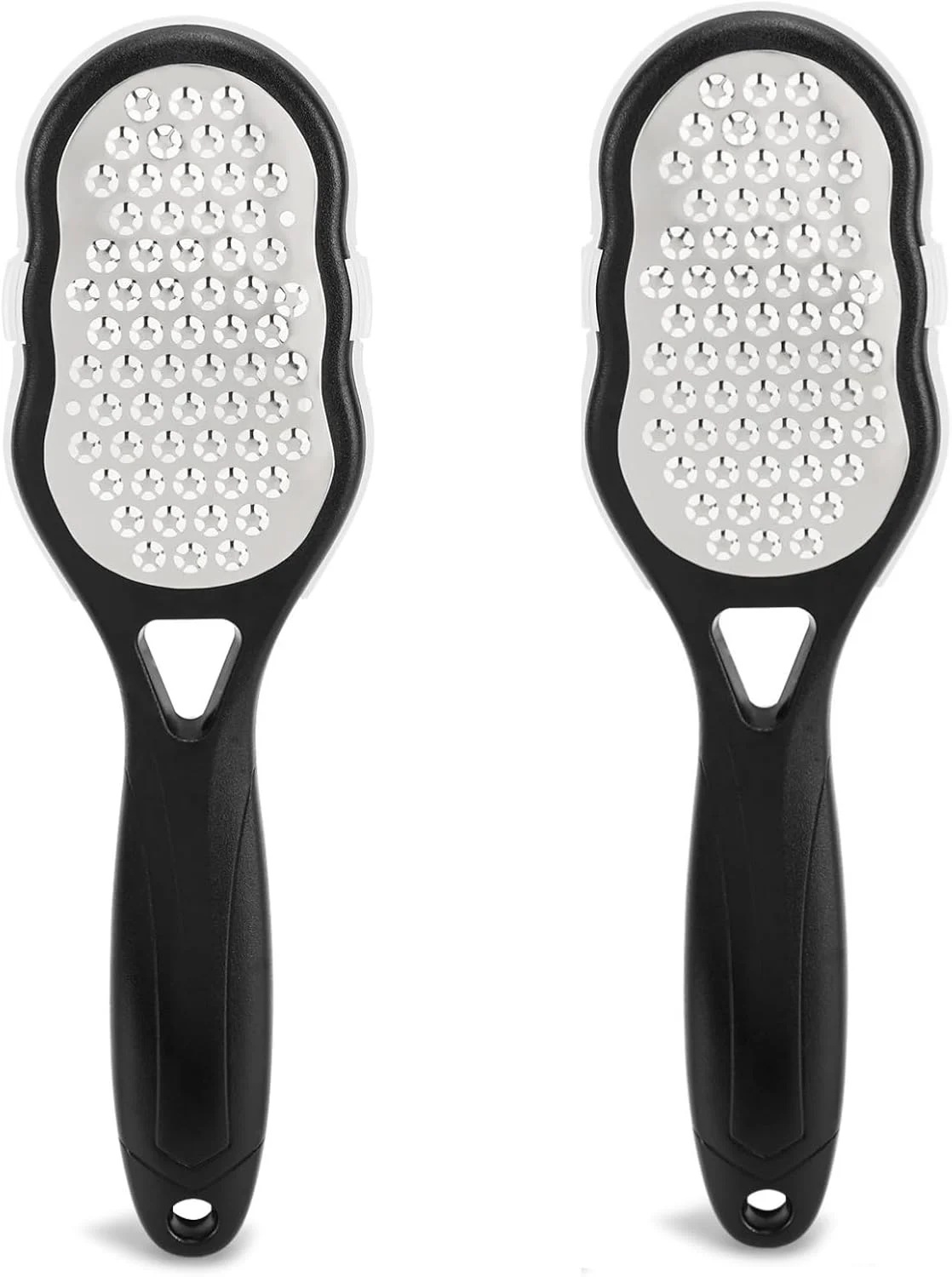 دو عدد سوهان پا به همراه محفظه جمع آوری پوست، رنده پدیکور پا از جنس استیل ضد زنگ، اسکرابر پا برای از بین بردن پوست های مرده پا