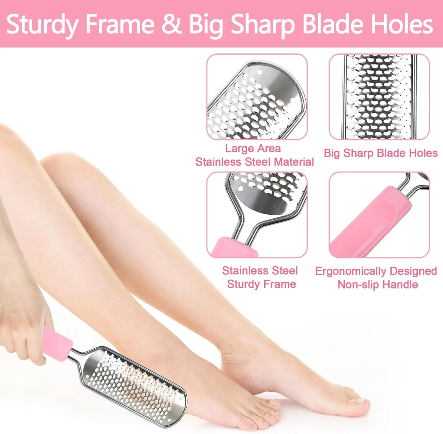 سوهان پا OWIIZI، اسکرابر پدیکور پا برای از بین بردن پینه، لایه بردار استیل ضد زنگ پا، رنده خراشنده پا، از بین برنده پوست های مرده و ترک خورده برای پای خشک و مرطوب سوهان پا OWIIZI، اسکرابر پدیکور پا برای از بین بردن پینه، لایه بردار استیل ضد زنگ پا، رنده خراشنده پا، از بین برنده پوست های مرده و ترک خورده برای پای خشک و مرطوب