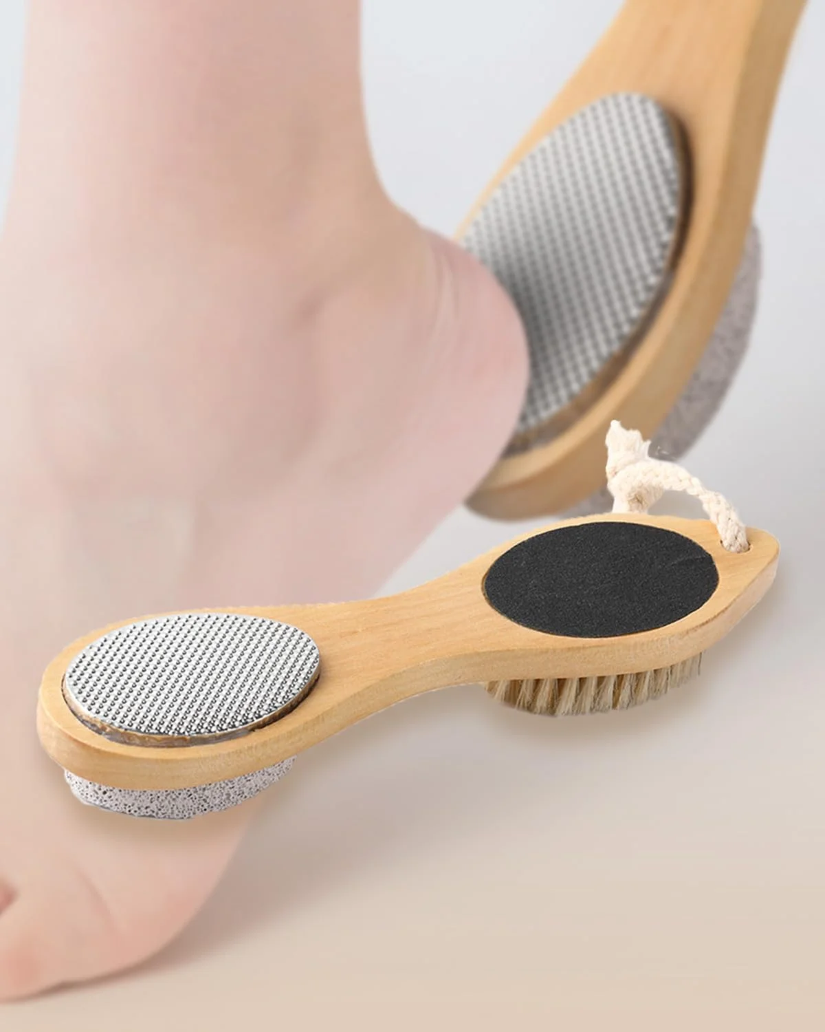 ست سوهان پا دو طرفه حرفه ای به همراه سنگ پا و سمباده، ابزار پدیکور 4 در 1 برای مراقبت از پوست سخت پا، برس و اسکرابر، کیت خانگی