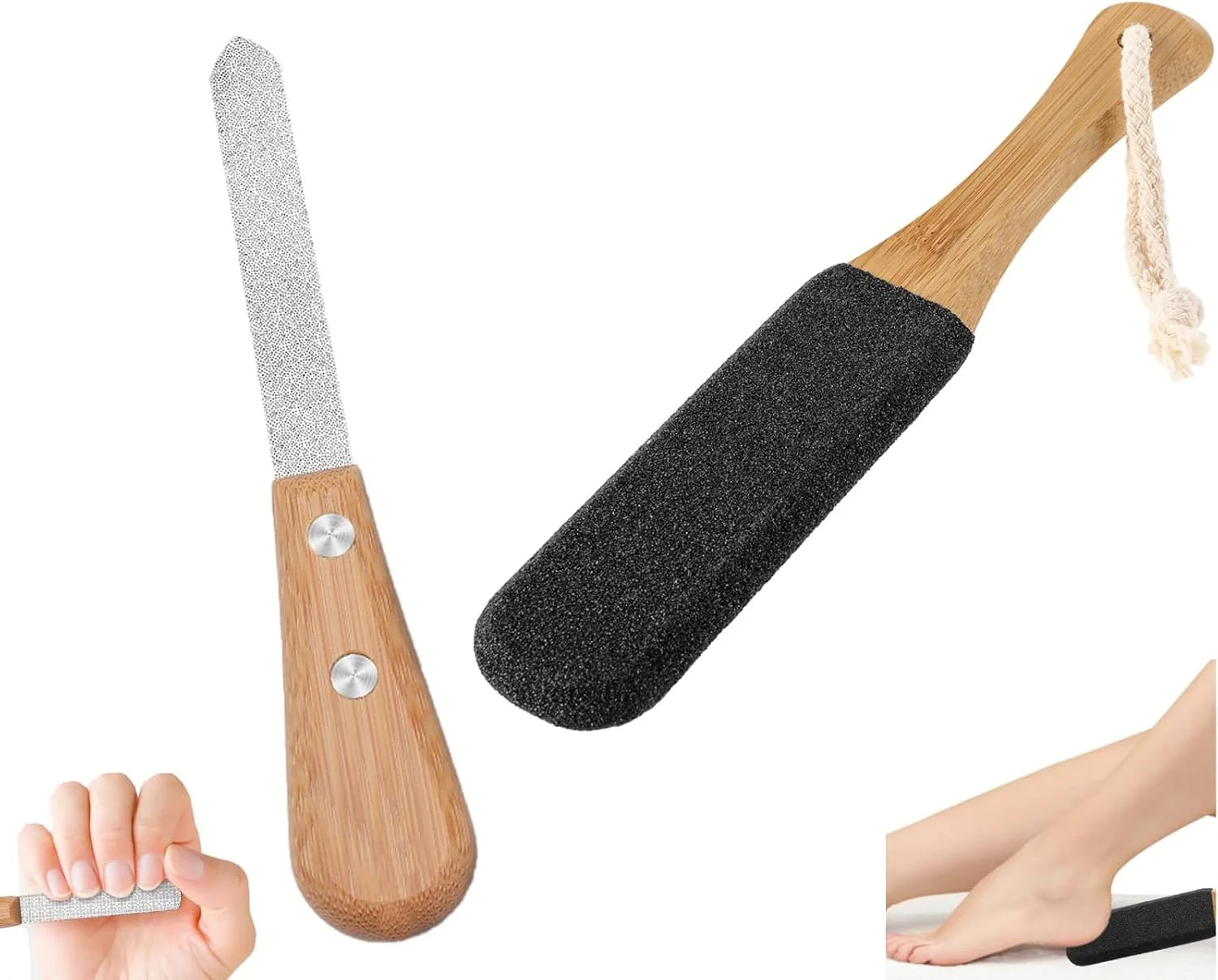 سنگ پا برای پا، سنگ پا دو طرفه از بین برنده پوست سخت پا، سوهان پا از بین برنده پوست سخت، رنده پا برای پاشنه های ترک خورده پا، پوست مرده، پوست سخت (مشکی)