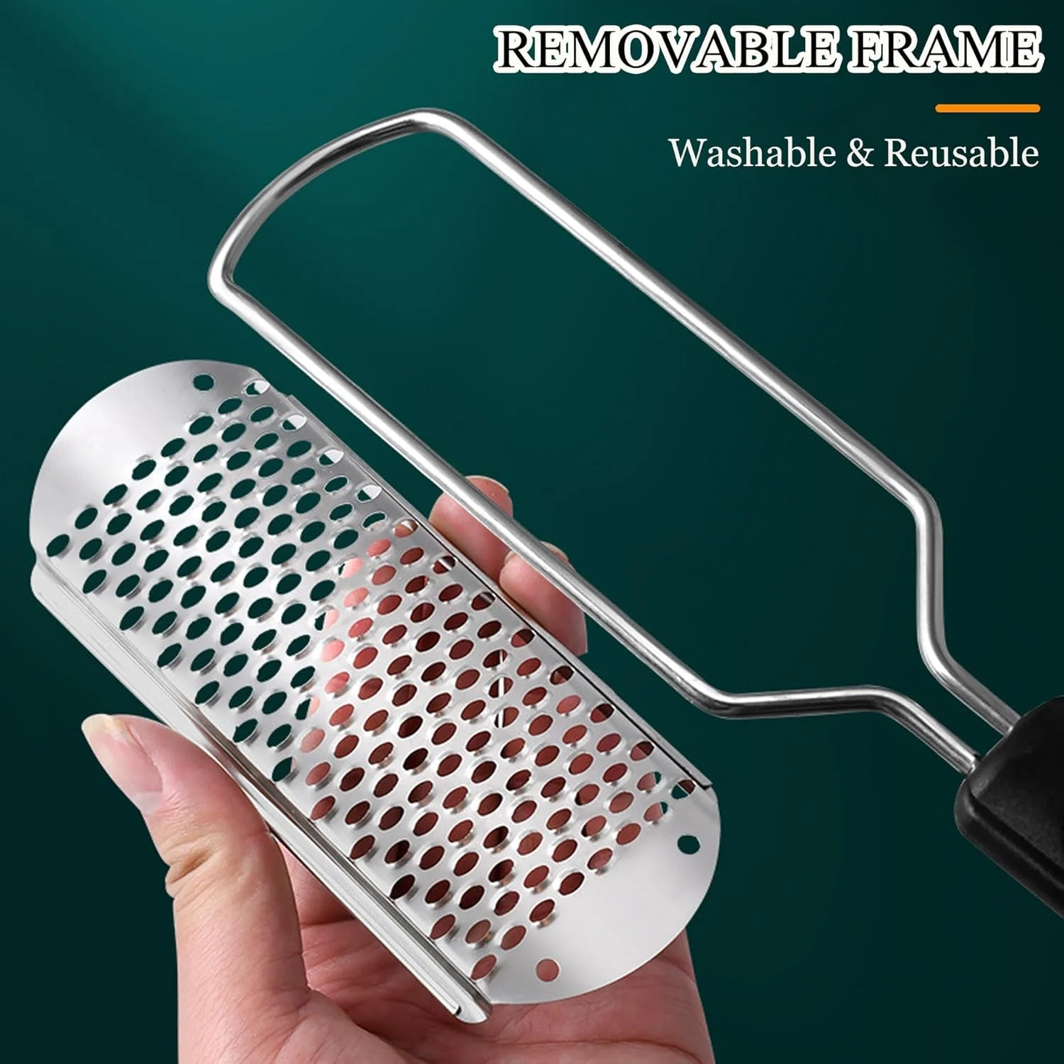 سوهان پا، اسکرابر پدیکور پا، از جنس استیل ضد زنگ، از بین برنده پینه پا، رنده حرفه ای پا برای از بین بردن پوست های سفت و میخچه برای پاهای خشک و مرطوب