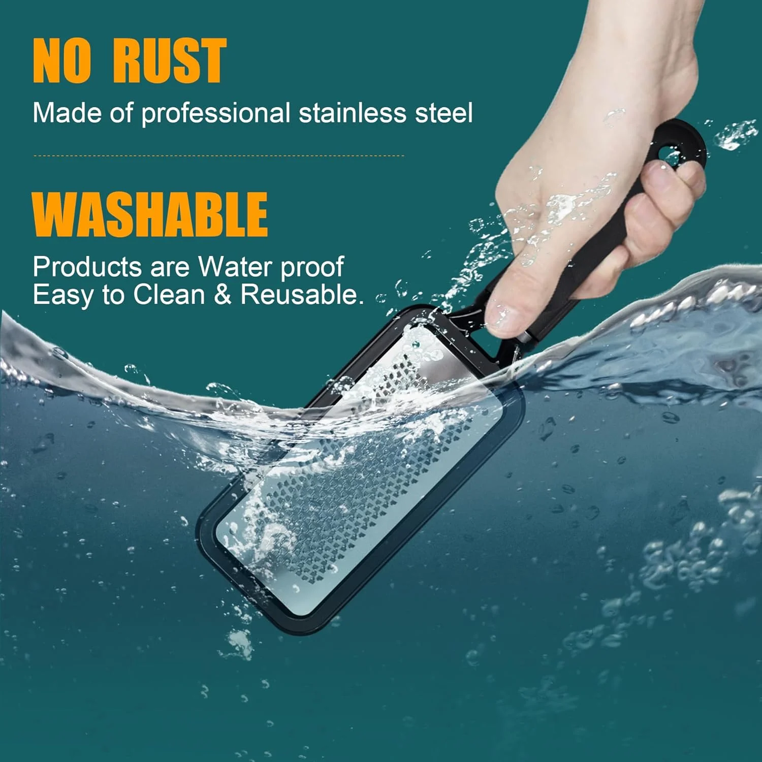 سوهان پا، اسکرابر پدیکور پا، از بین برنده پینه استیل ضد زنگ برای پا، رنده حرفه ای پا برای از بین بردن پوست های سفت و میخچه برای پاهای خشک و مرطوب