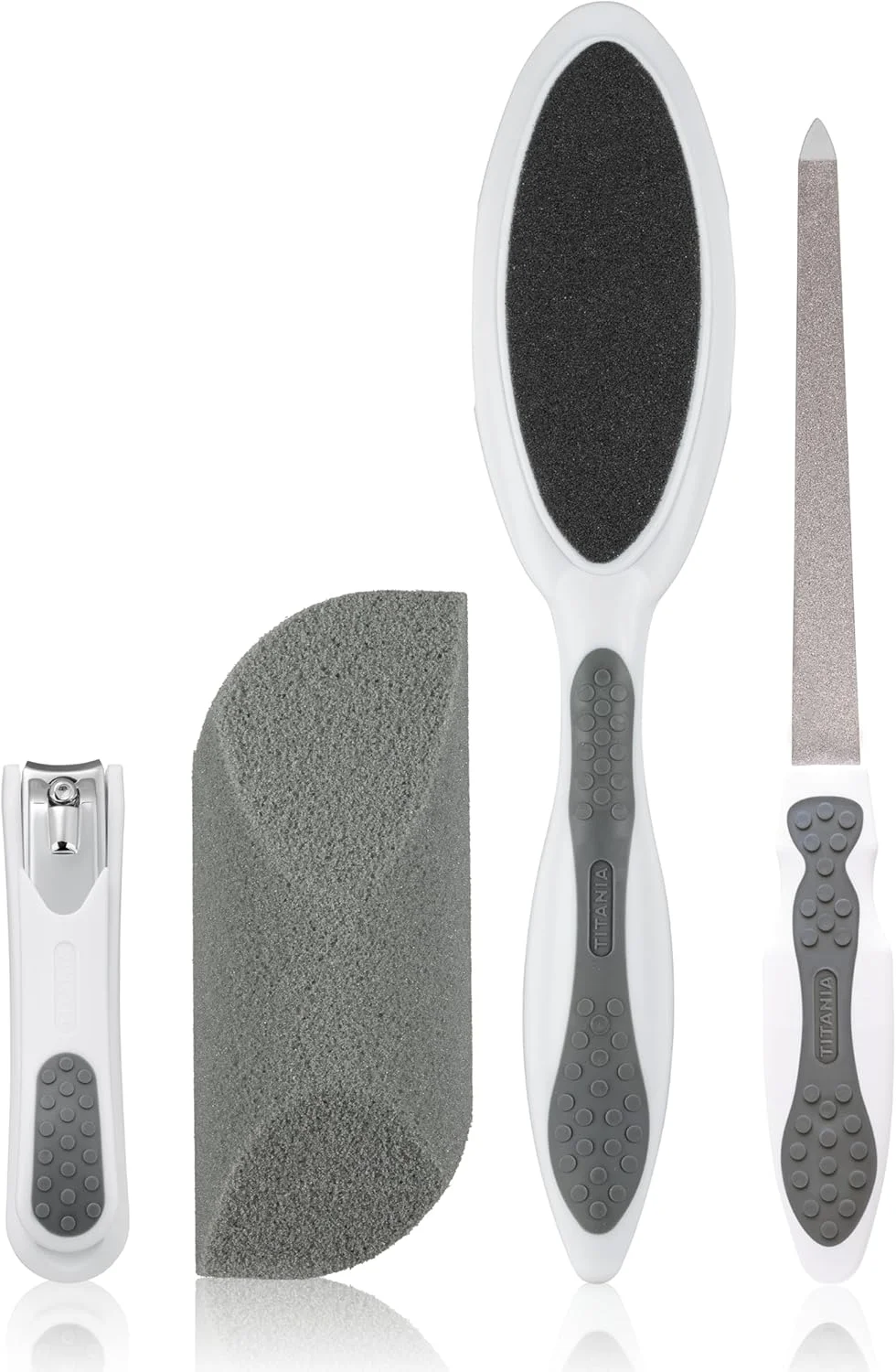 مجموعه مانیکور و پدیکور تیتانیا سافت تاچ (4 تکه) • مجموعه حرفه ای مراقبت از دست و پا • ناخن گیر، سوهان ناخن، سوهان پا و اسفنج سنگ پا • مجموعه مانیکور پدیکور • ساخت آلمان مجموعه مانیکور و پدیکور تیتانیا سافت تاچ (4 تکه) • مجموعه حرفه ای مراقبت از دست و پا • ناخن گیر، سوهان ناخن، سوهان پا و اسفنج سنگ پا • مجموعه مانیکور پدیکور • ساخت آلمان