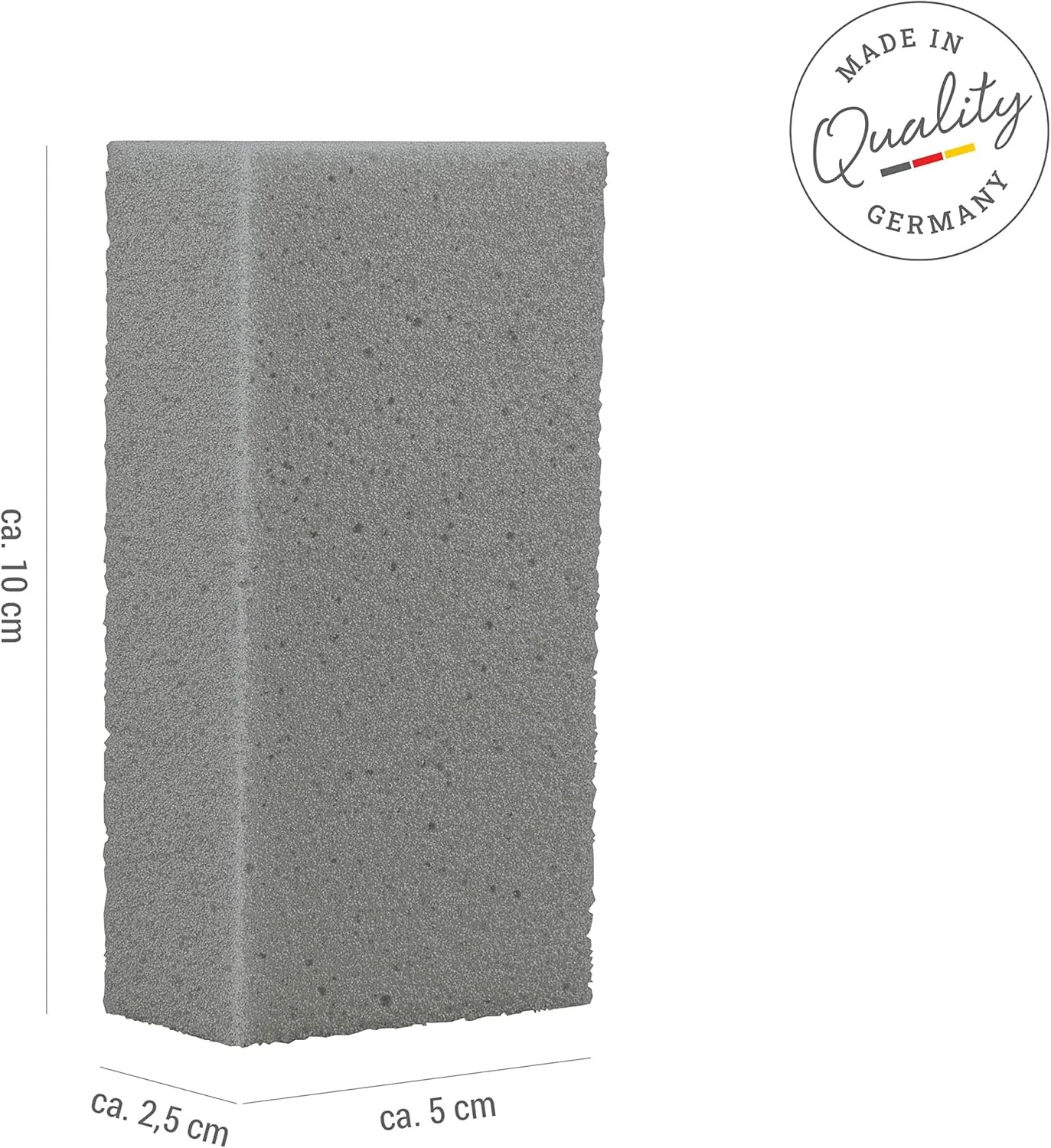 اسفنج سنگ پا تیتانیا (مربعی)، اسفنج سنگ پا برای مراقبت از دست و پا، از بین بردن آسان پینه، سنگ پا برای مراقبت از پا، برای آقایان و بانوان، ساخت آلمان، اسفنج سنگ پا برای پا (خاکستری)