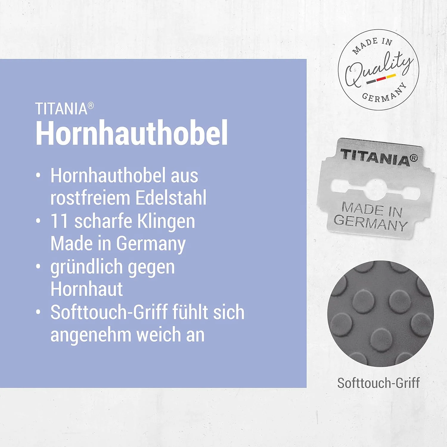 تیغ پینه بر تیتانیا به همراه 10 تیغه یدکی، پینه بر ساخته شده از استیل ضد زنگ، کاتر پینه با کیفیت، ساخت آلمان، تیغ پینه بر