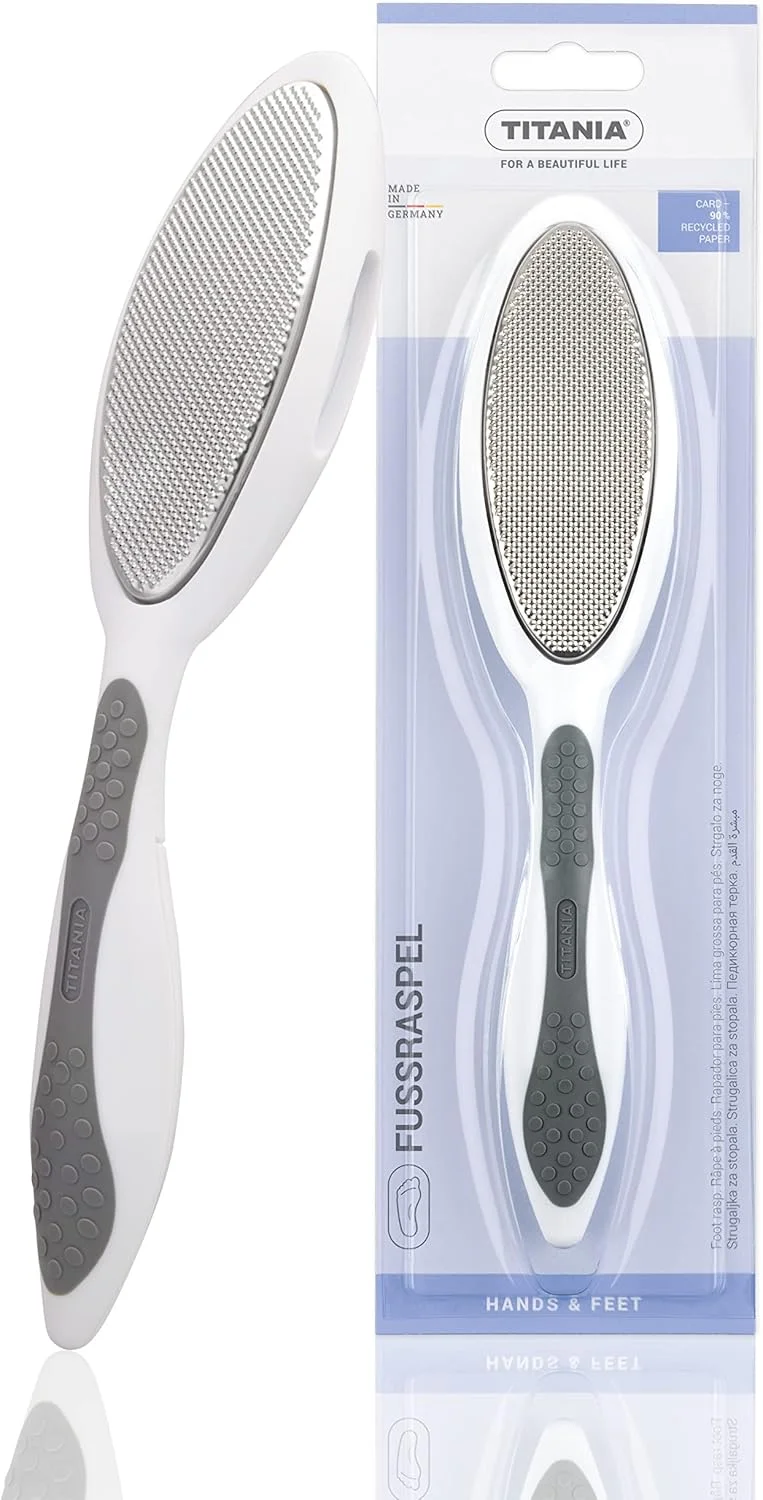 سوهان پا تیتانیا با روکش نرم و دو طرفه (زبر و نرم) - ساخت آلمان - ضد زنگ - 22 سانتی متر سوهان پا تیتانیا با روکش نرم و دو طرفه (زبر و نرم) - ساخت آلمان - ضد زنگ - 22 سانتی متر