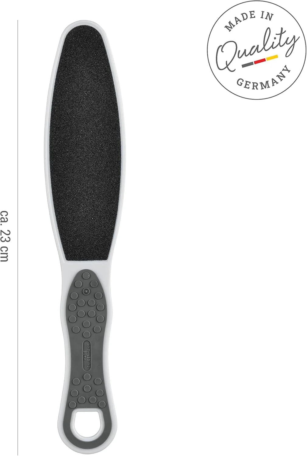 سوهان دو طرفه پا تیتانیا مدل Softtouch (زبر و نرم) • سوهان پینه دو طرفه • سوهان پای ارگونومیک • سوهان موثر از بین برنده پینه پا • ساخت آلمان • سوهان پا (23 سانتی متر، خاکستری)